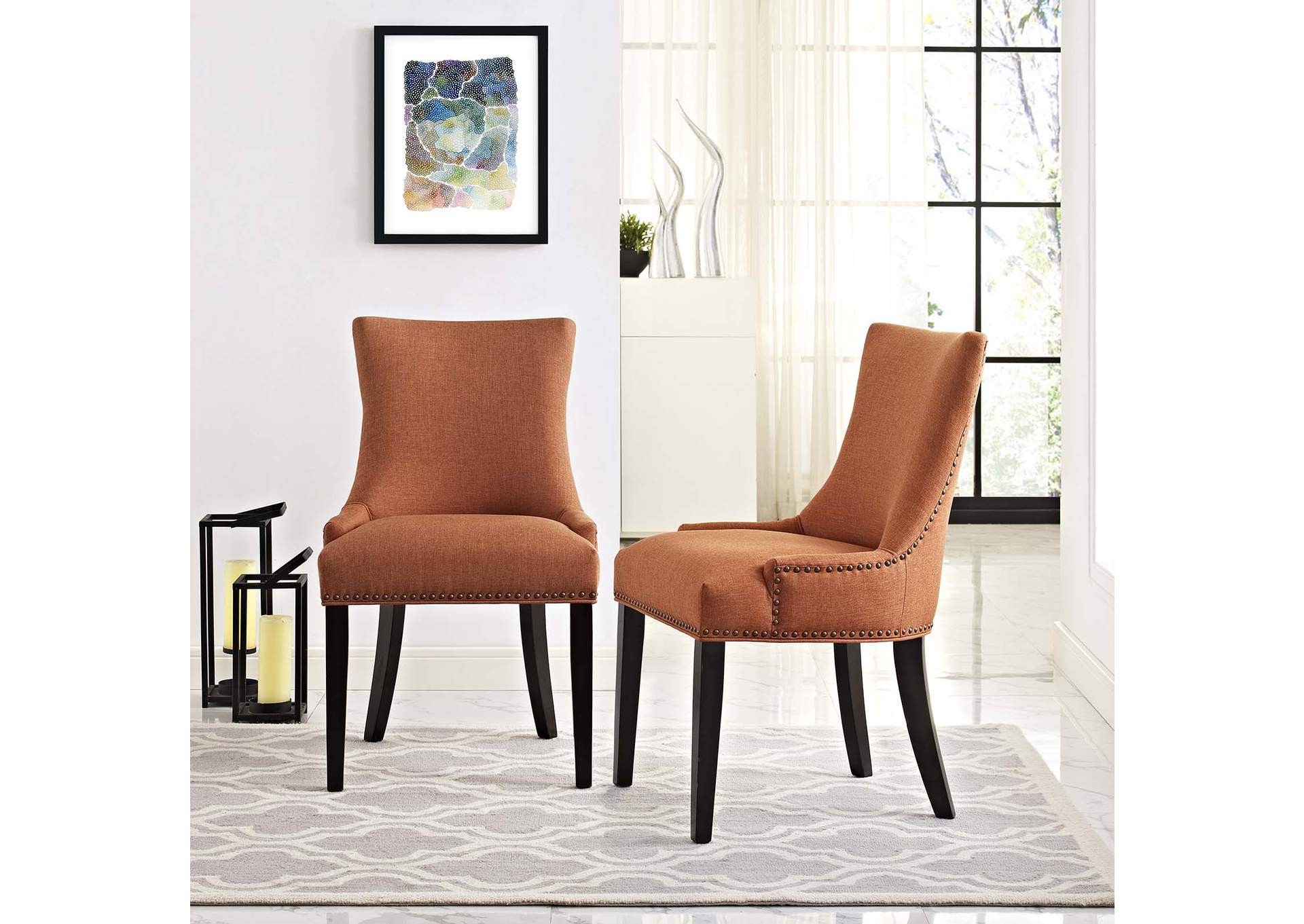 Orange mar Dining Side Chair Fabric [Set of 2],Modway