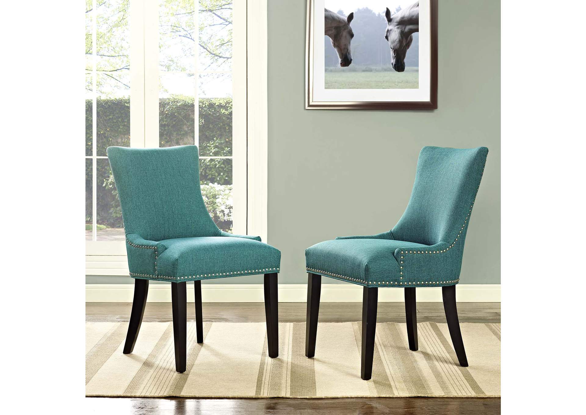 Teal mar Dining Side Chair Fabric [Set of 2],Modway