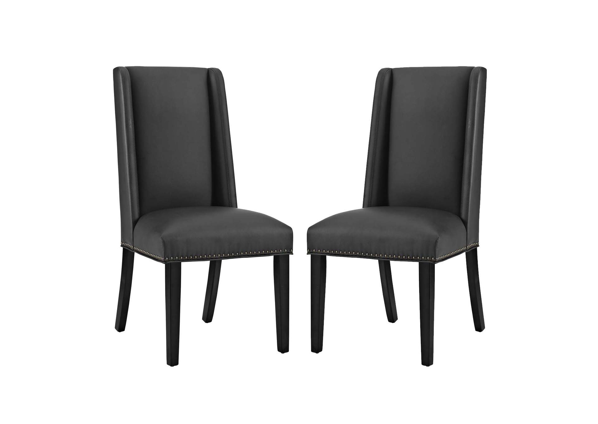 Black Baron Dining Chair Vinyl [Set of 2],Modway