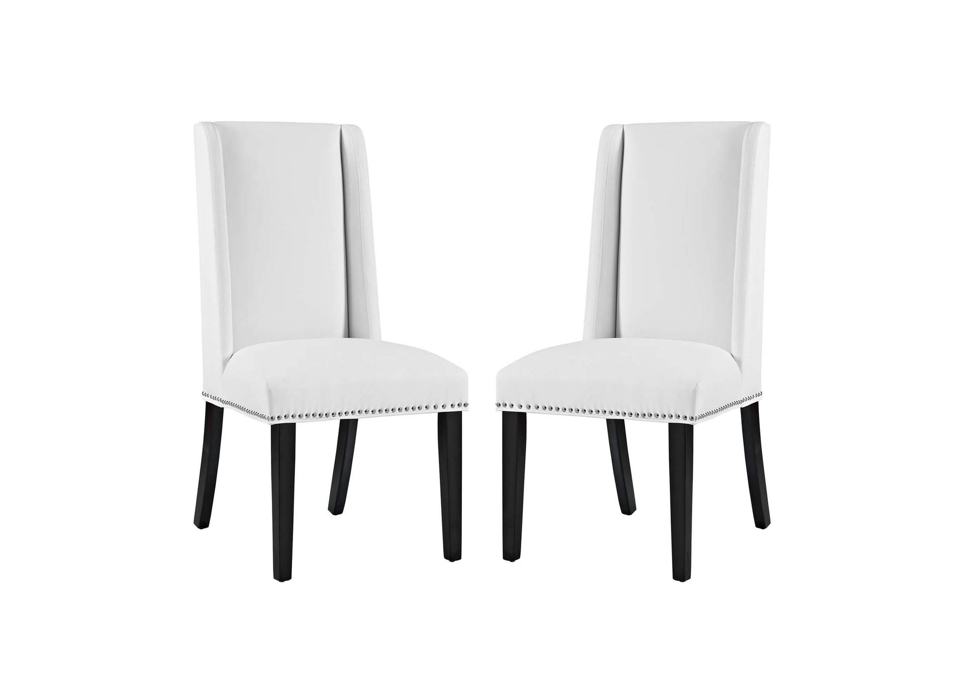 White Baron Dining Chair Vinyl [Set of 2],Modway