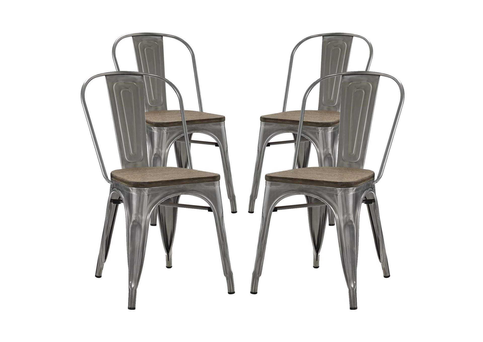 GunMetal Promenade Dining Side Chair [Set of 4],Modway