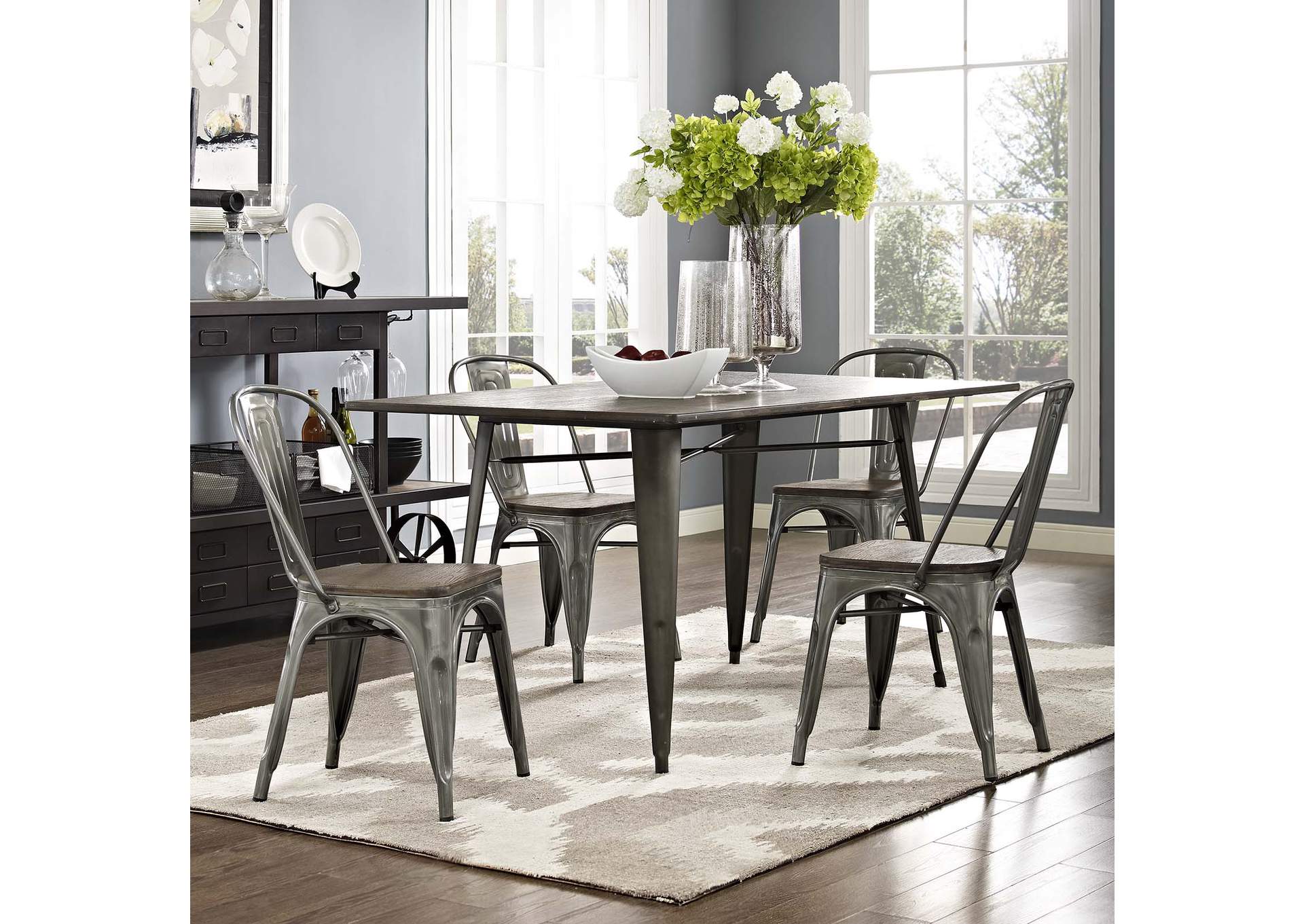 GunMetal Promenade Dining Side Chair [Set of 4],Modway