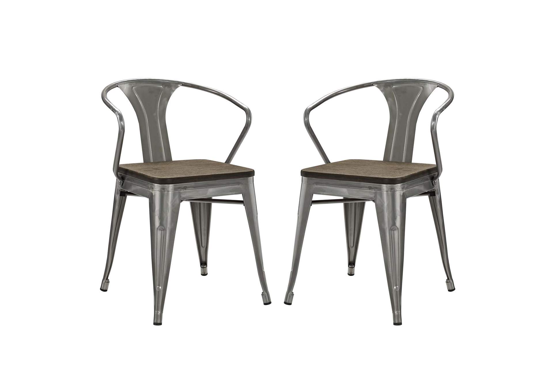 Gunmetal Promenade Bamboo Dining Chair [Set of 2],Modway