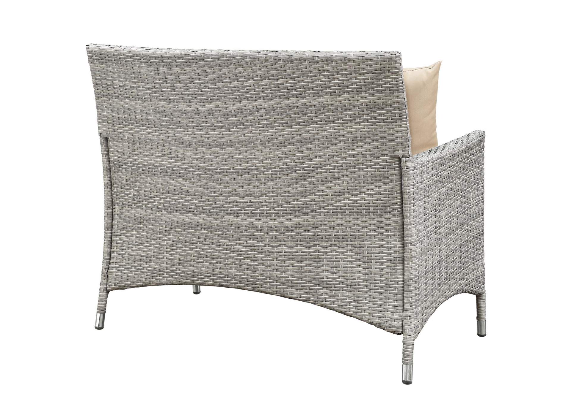 Light Gray Beige Bridge 4 Piece Outdoor Patio Patio Conversation Set with Pillow Set,Modway