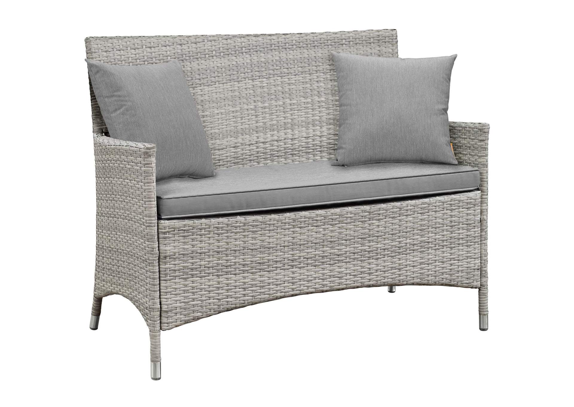 Light Gray Gray Bridge 4 Piece Outdoor Patio Patio Conversation Set with Pillow Set,Modway