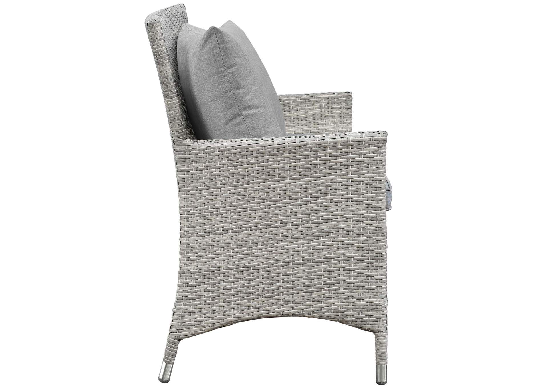 Light Gray Gray Bridge 4 Piece Outdoor Patio Patio Conversation Set with Pillow Set,Modway