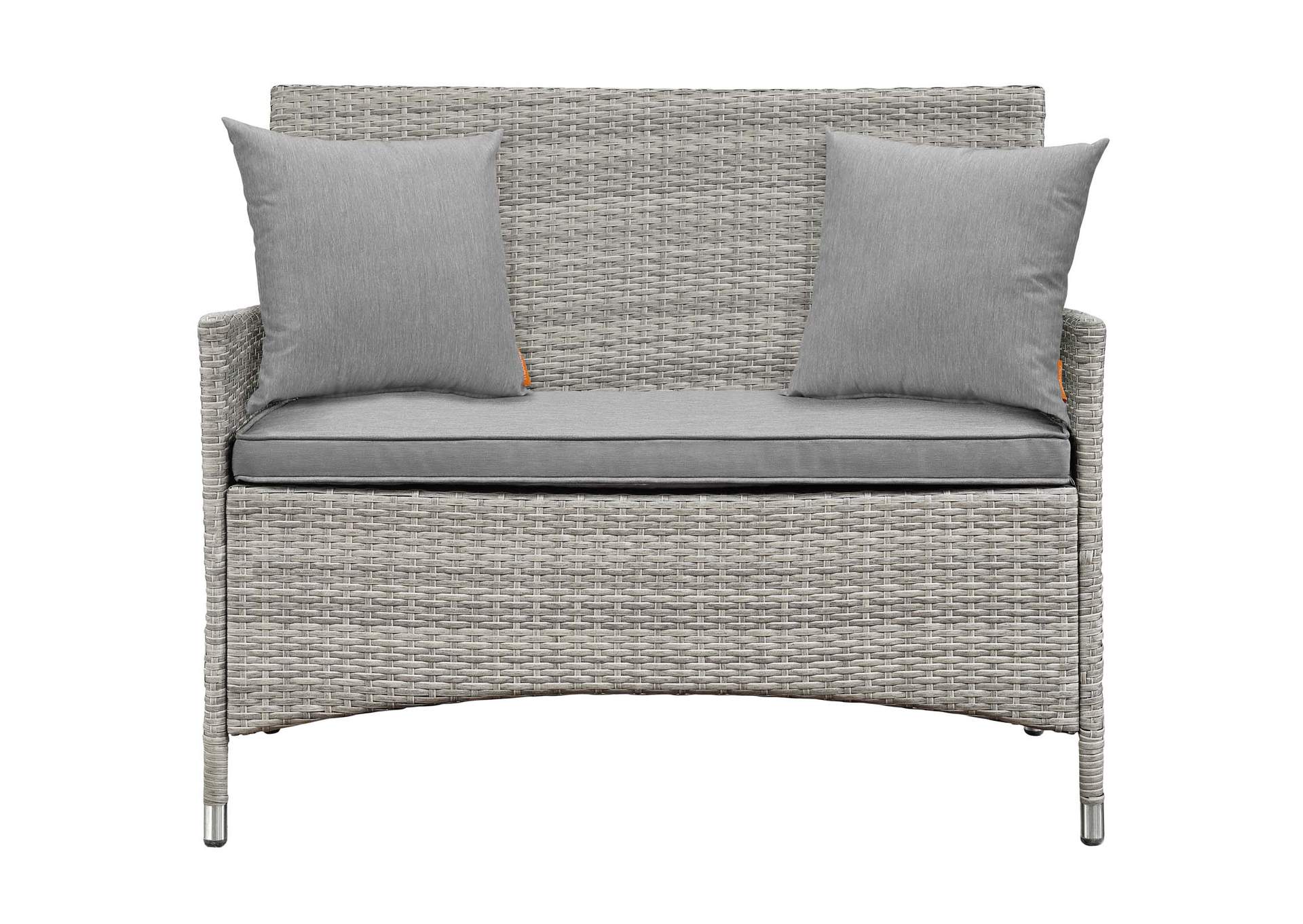 Light Gray Gray Bridge 4 Piece Outdoor Patio Patio Conversation Set with Pillow Set,Modway