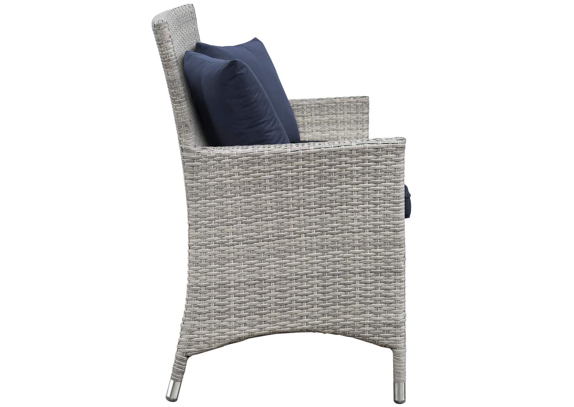 Light Gray Navy Bridge 4 Piece Outdoor Patio Patio Conversation Set with Pillow Set,Modway