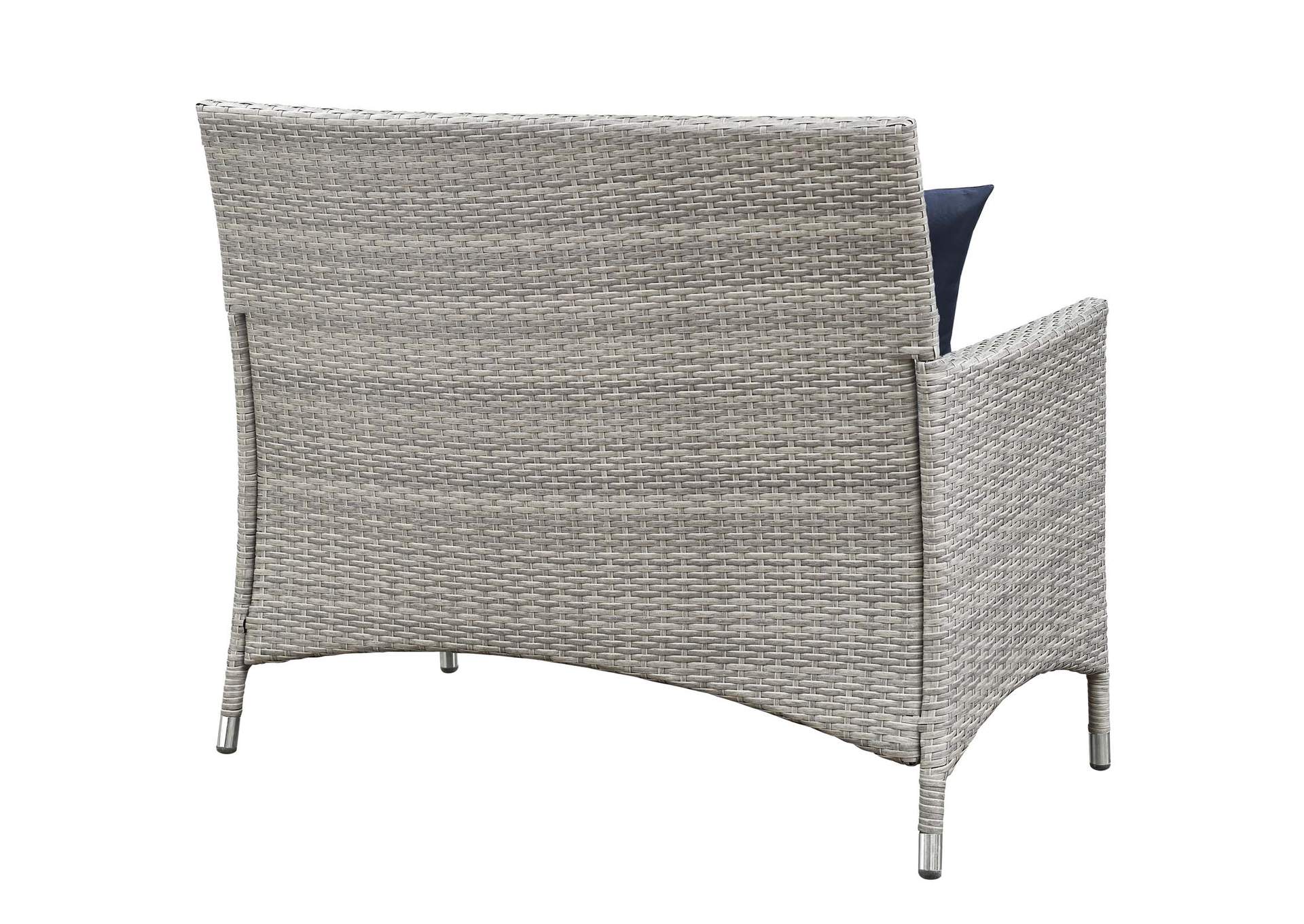 Light Gray Navy Bridge 4 Piece Outdoor Patio Patio Conversation Set with Pillow Set,Modway