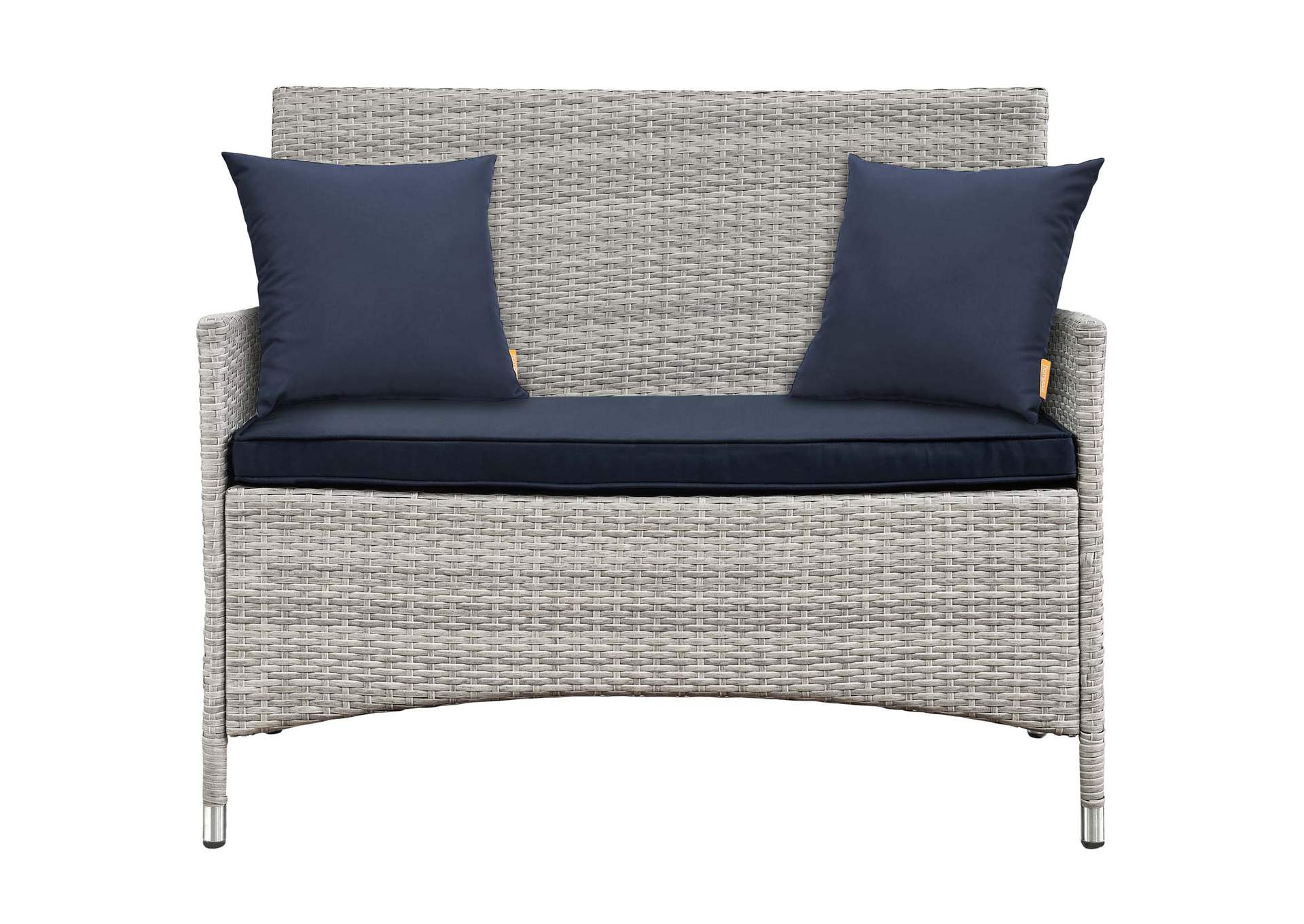 Light Gray Navy Bridge 4 Piece Outdoor Patio Patio Conversation Set with Pillow Set,Modway