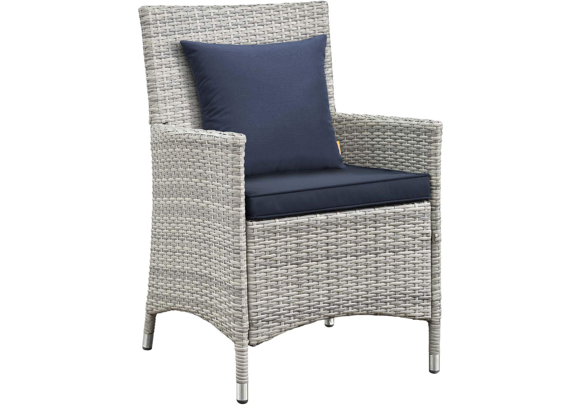 Light Gray Navy Bridge 4 Piece Outdoor Patio Patio Conversation Set with Pillow Set,Modway