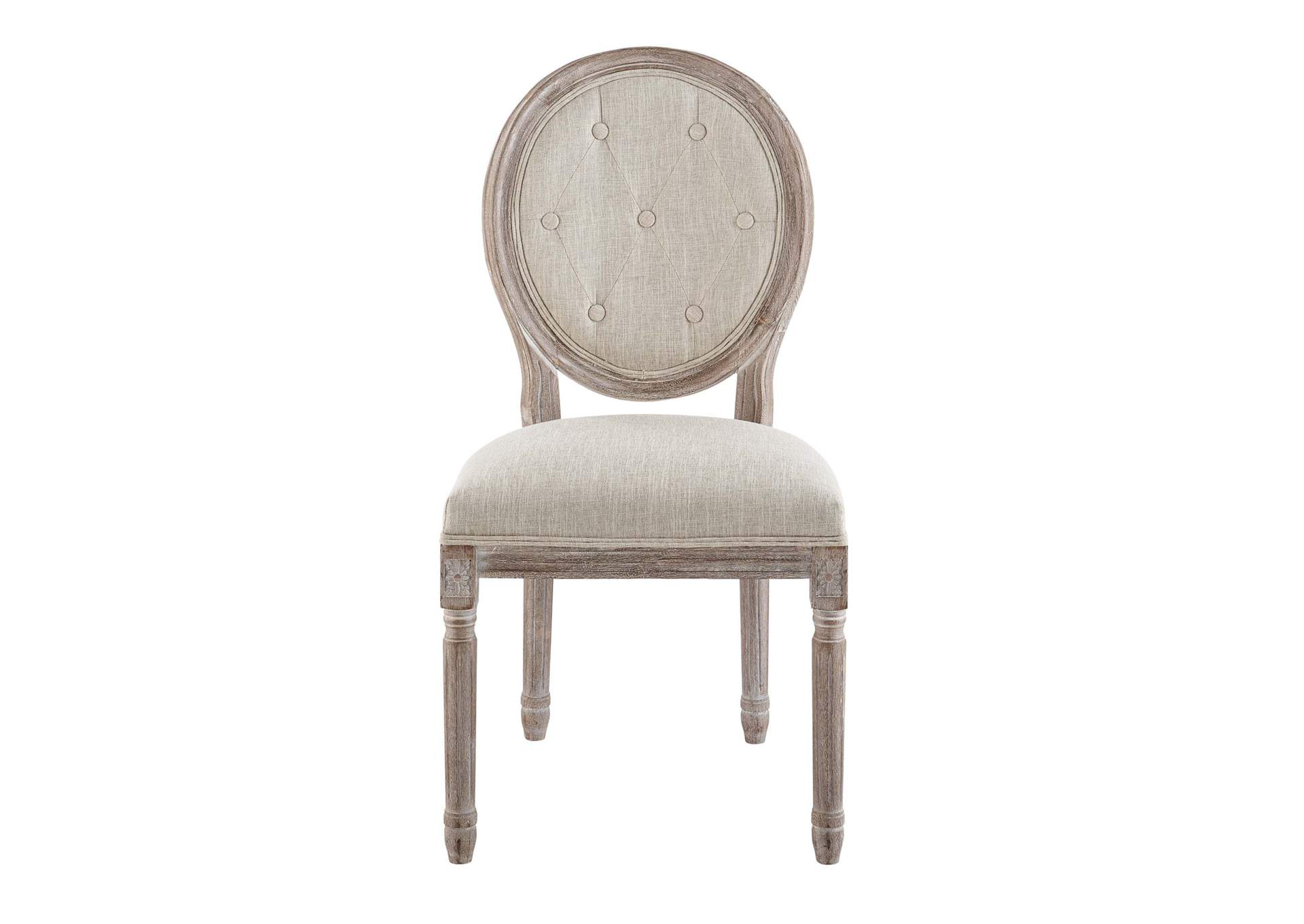 Beige Arise Vintage French Upholstered Fabric Dining Side Chair,Modway