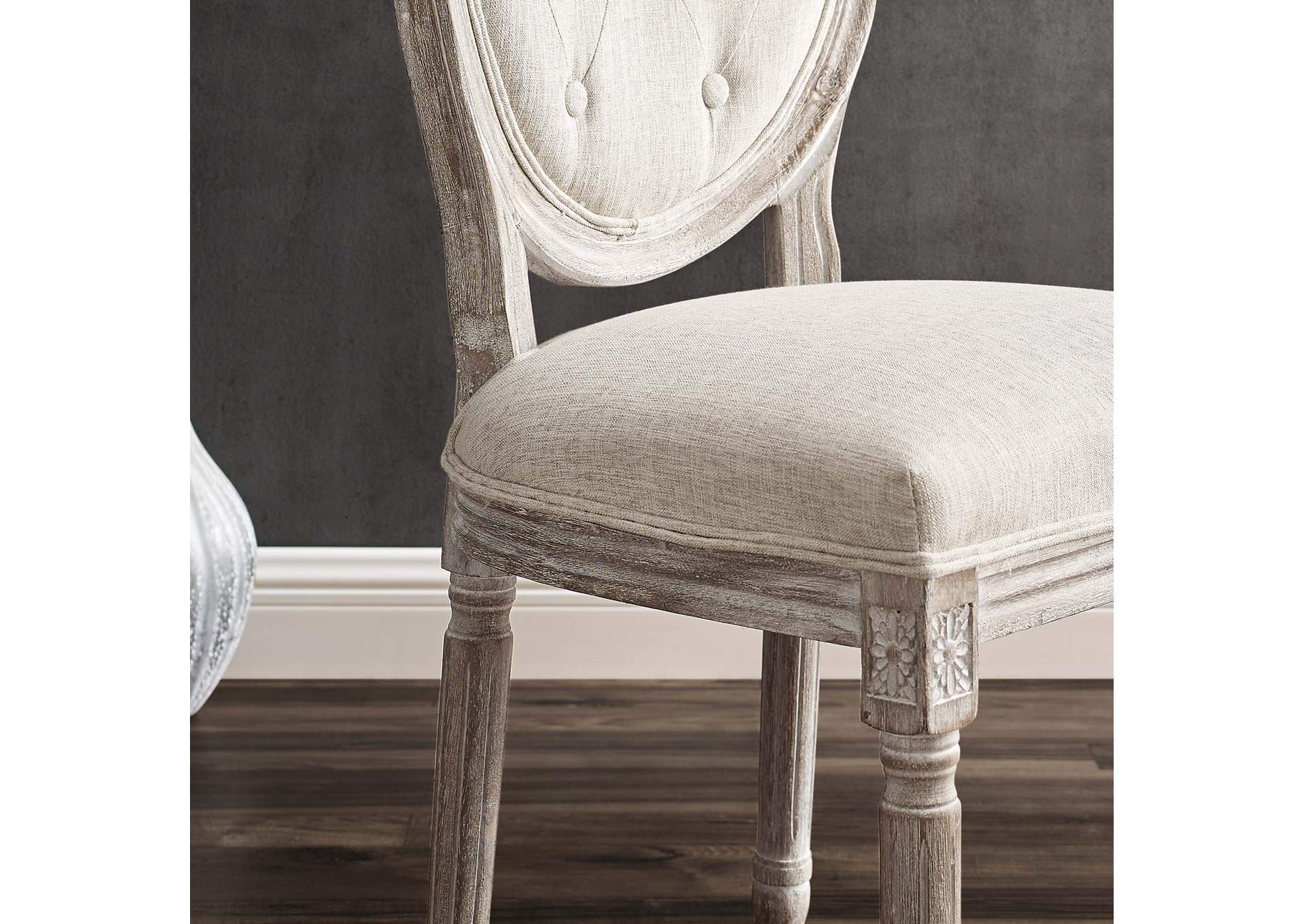 Beige Arise Vintage French Upholstered Fabric Dining Side Chair,Modway