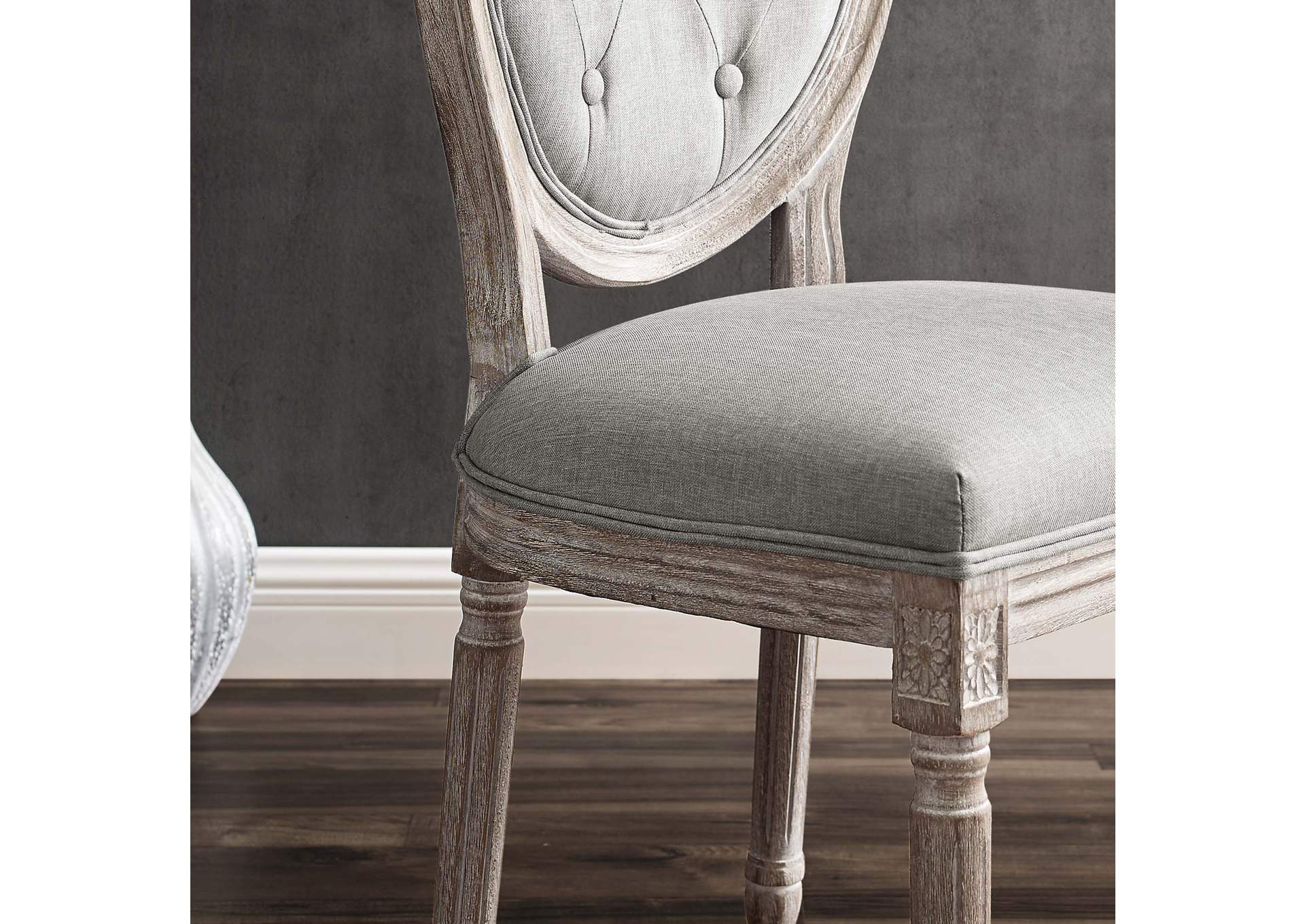 Light Gray Arise Vintage French Upholstered Fabric Dining Side Chair,Modway