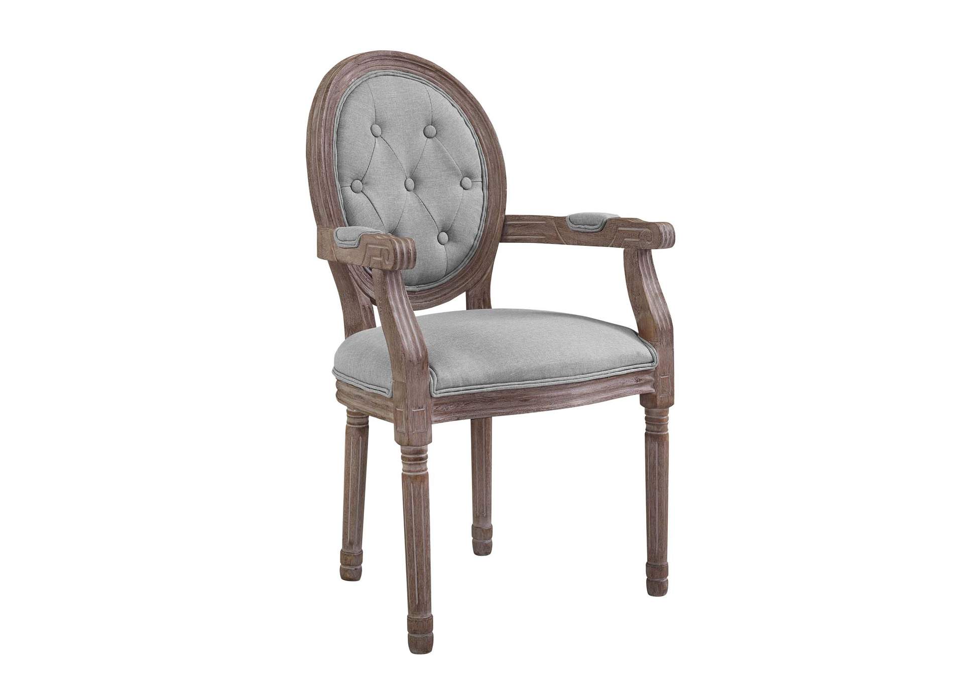 Light Gray Arise Vintage French Arm Dining Chair,Modway