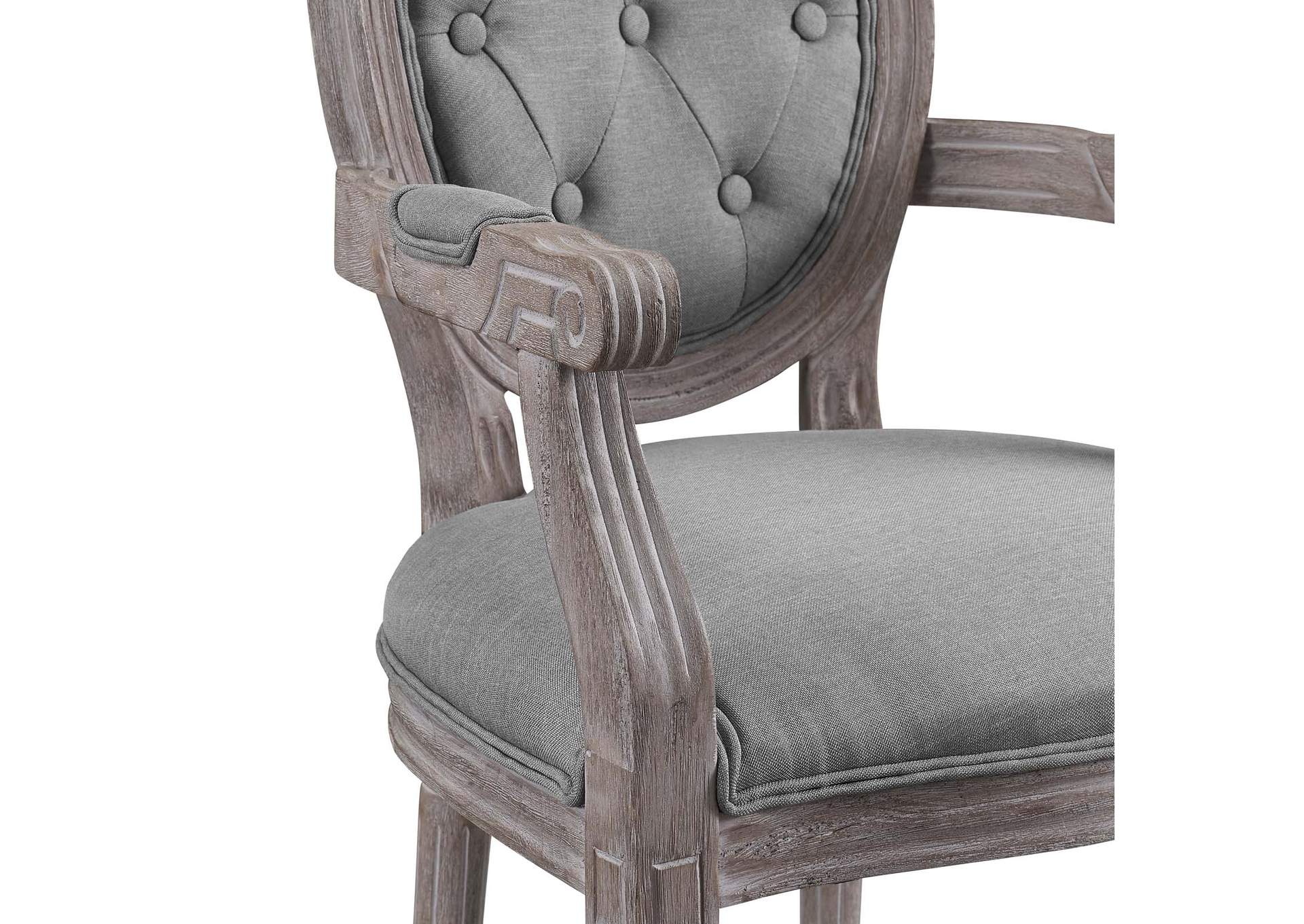 Light Gray Arise Vintage French Arm Dining Chair,Modway