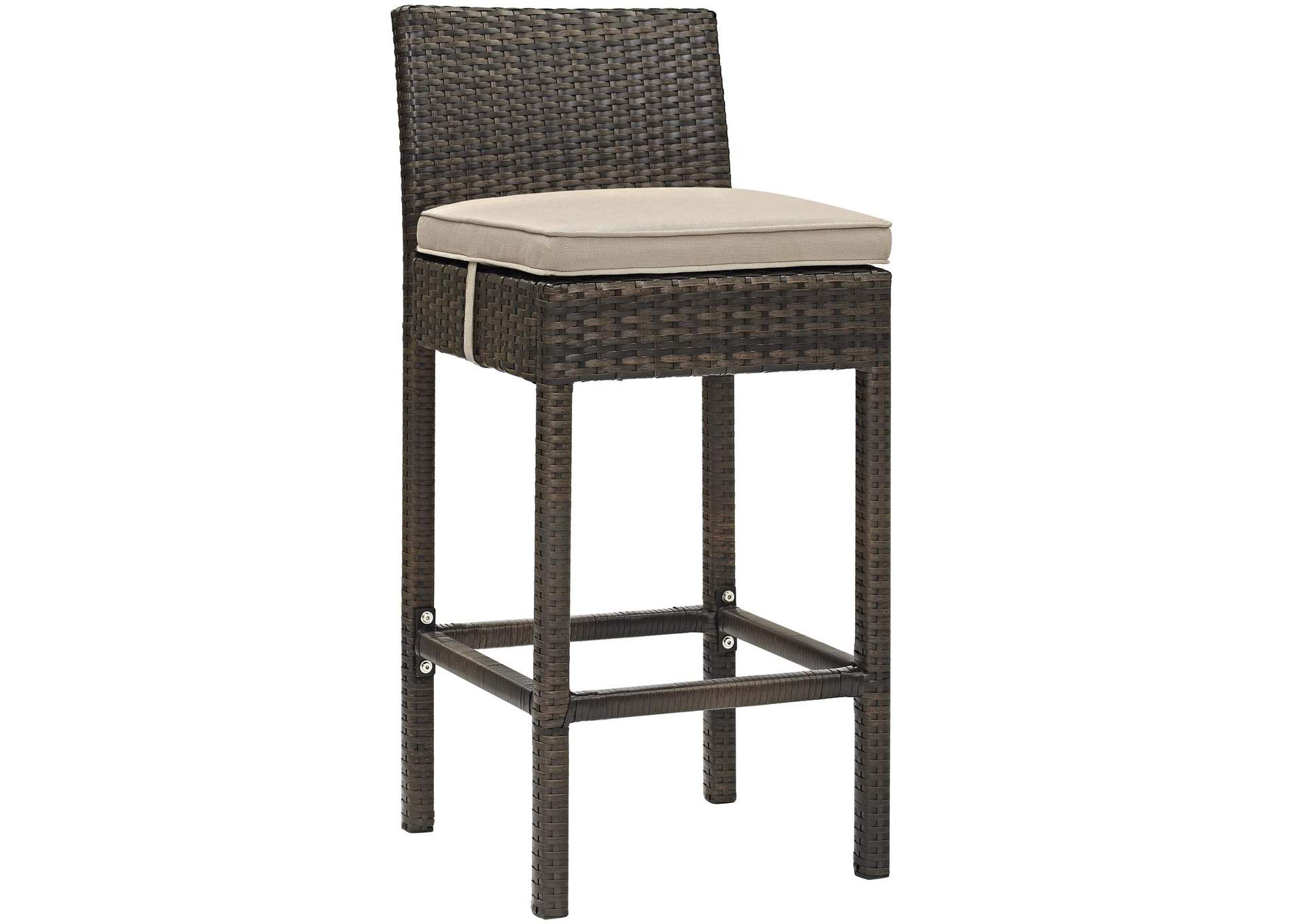 Brown Beige Conduit Outdoor Patio Wicker Rattan Bar Stool,Modway