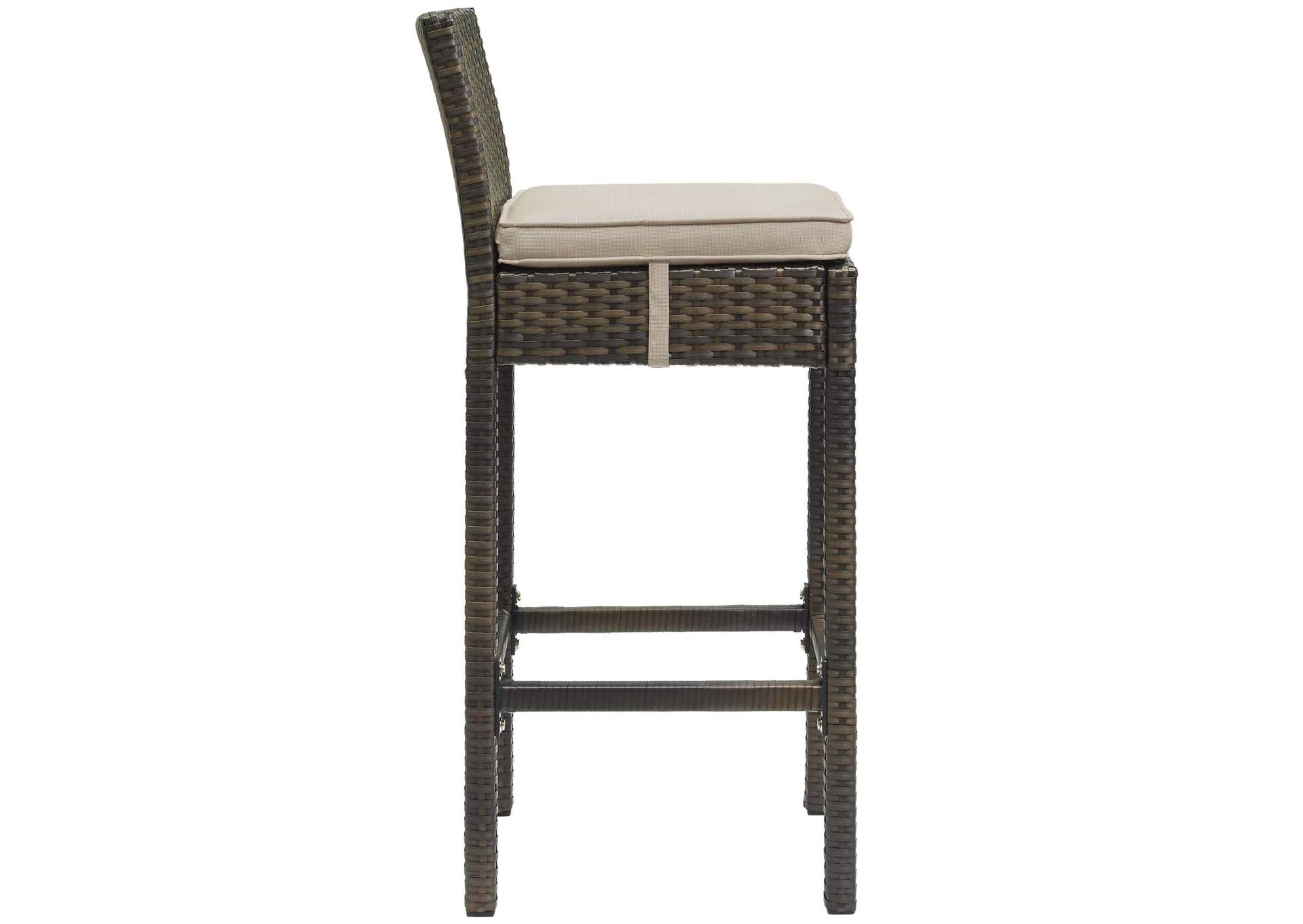 Brown Beige Conduit Outdoor Patio Wicker Rattan Bar Stool,Modway