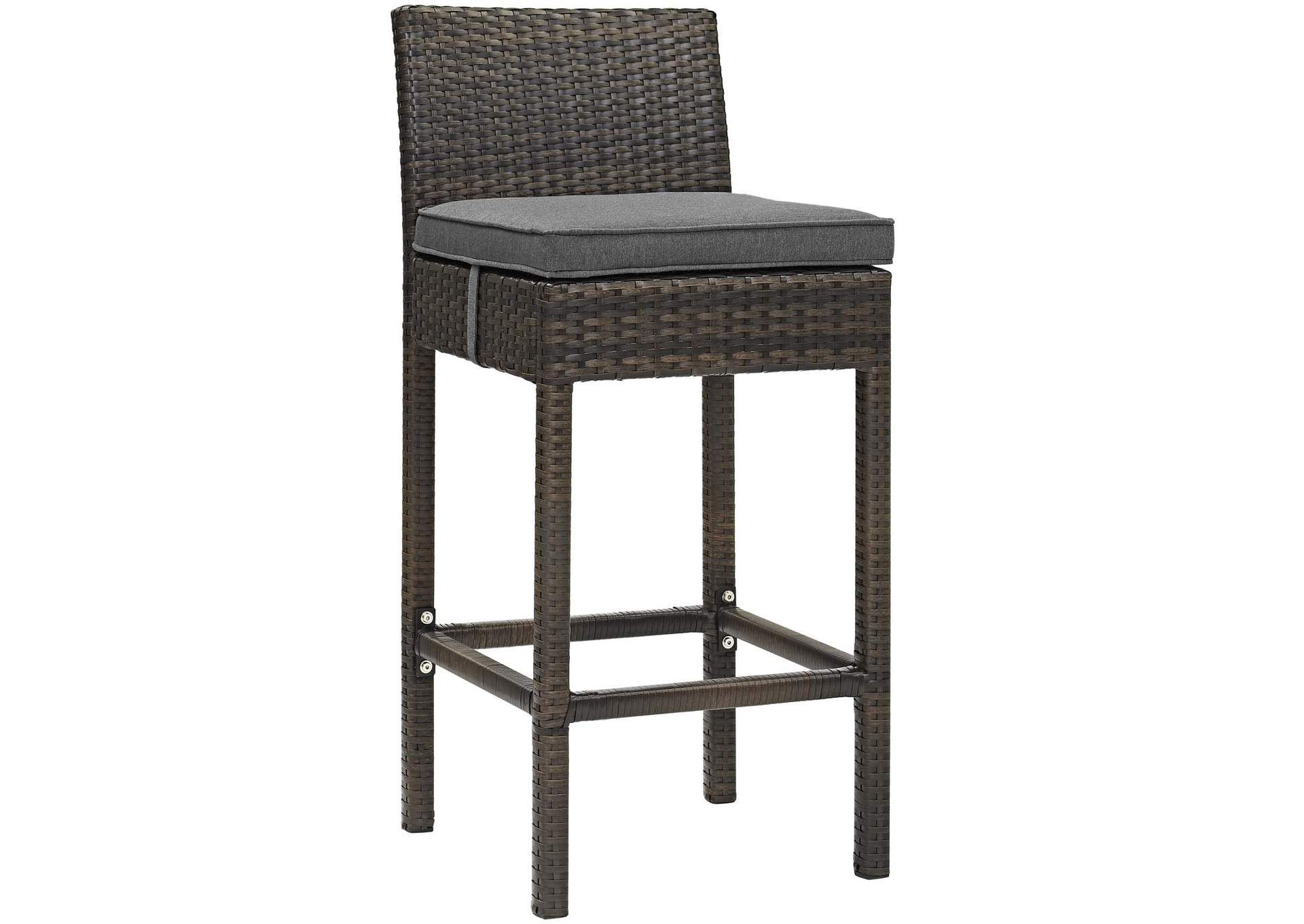 Brown Charcoal Conduit Outdoor Patio Wicker Rattan Bar Stool,Modway