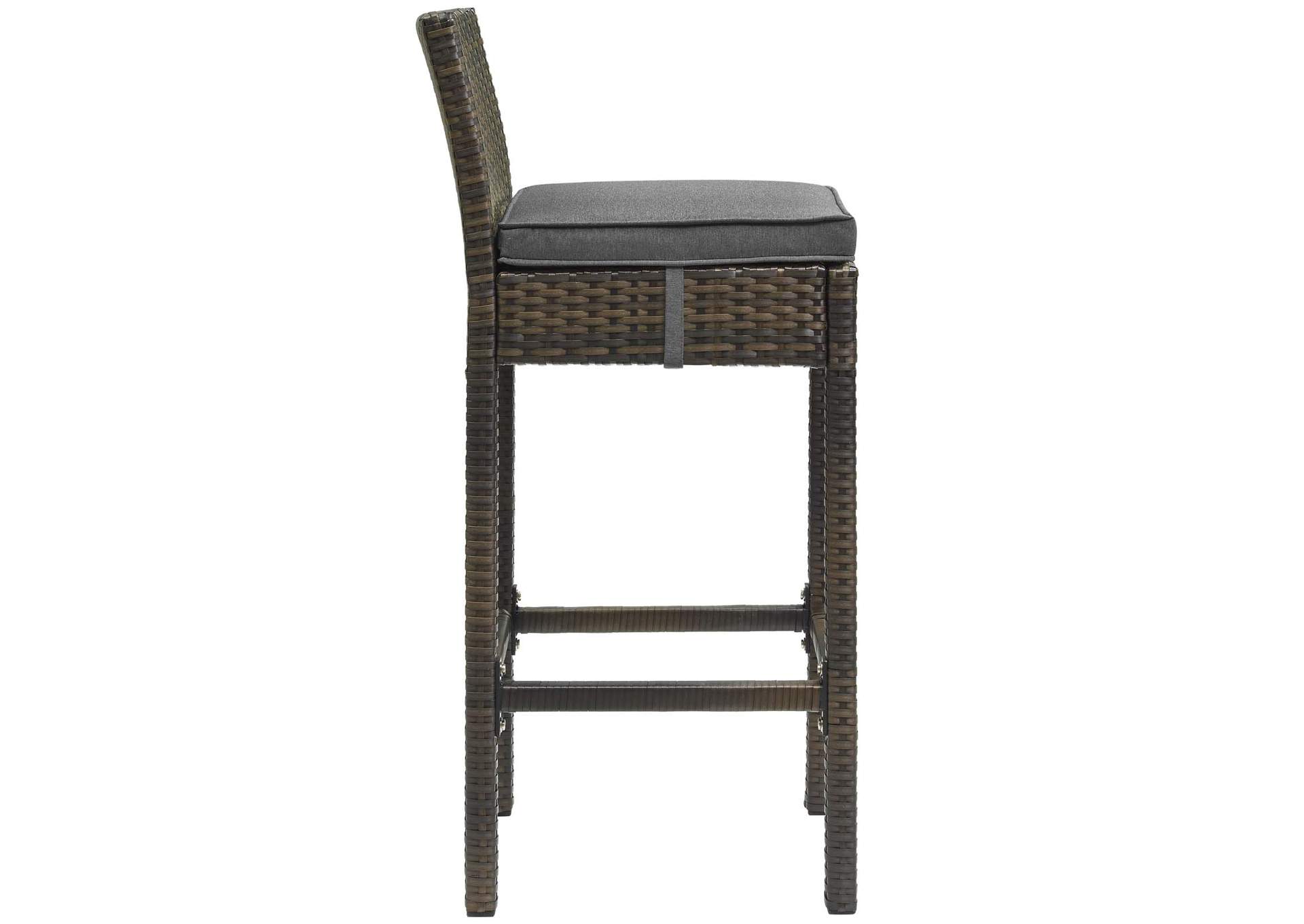 Brown Charcoal Conduit Outdoor Patio Wicker Rattan Bar Stool,Modway