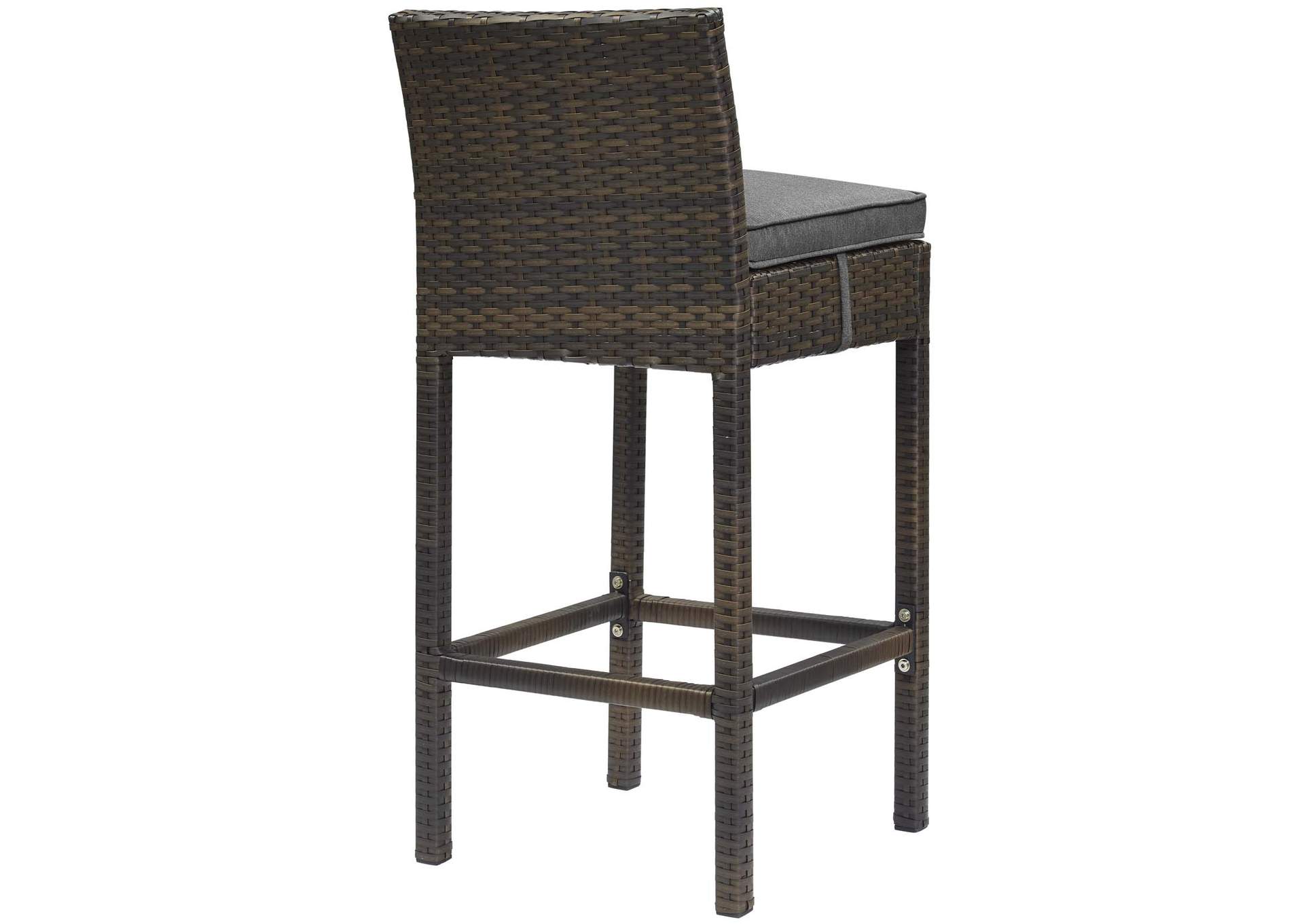 Brown Charcoal Conduit Outdoor Patio Wicker Rattan Bar Stool,Modway