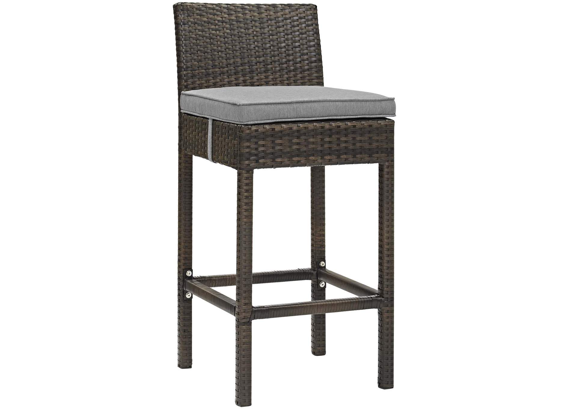 Brown Gray Conduit Outdoor Patio Wicker Rattan Bar Stool,Modway