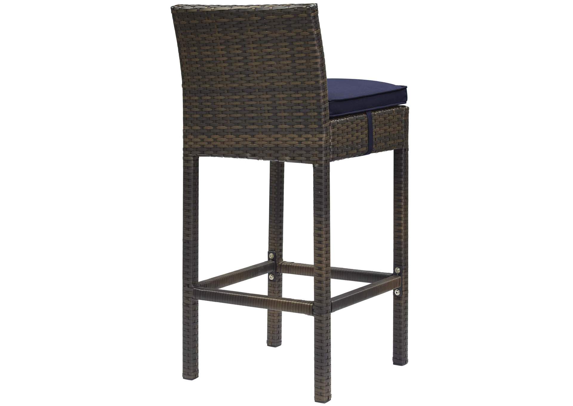 Brown Navy Conduit Outdoor Patio Wicker Rattan Bar Stool,Modway