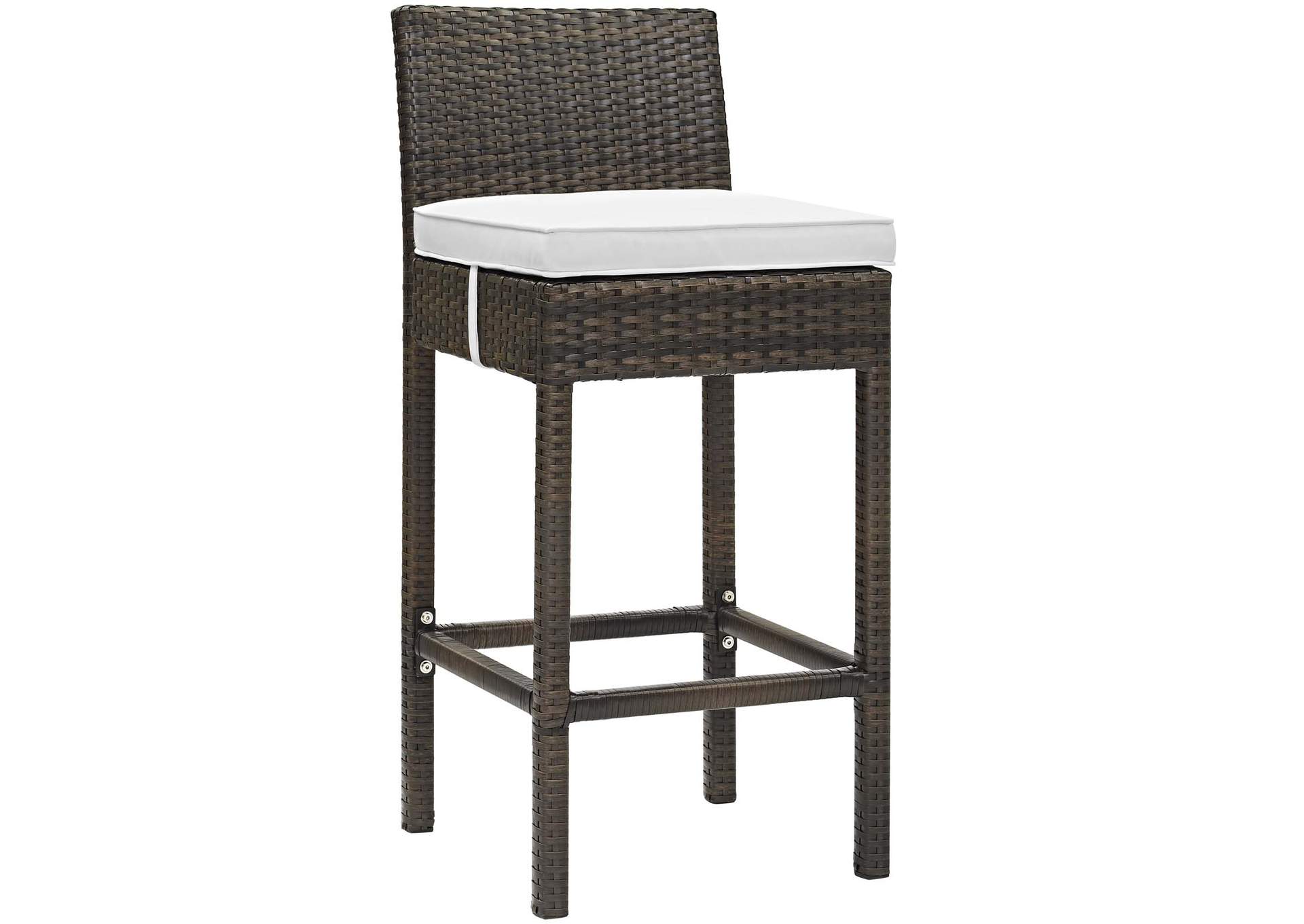 Brown White Conduit Outdoor Patio Wicker Rattan Bar Stool,Modway