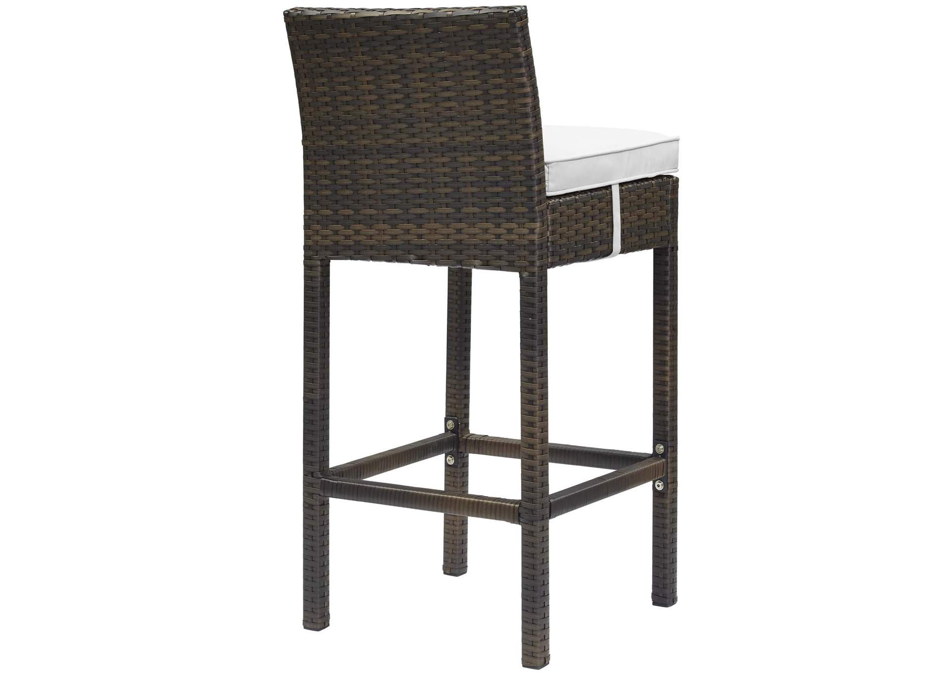 Brown White Conduit Outdoor Patio Wicker Rattan Bar Stool,Modway