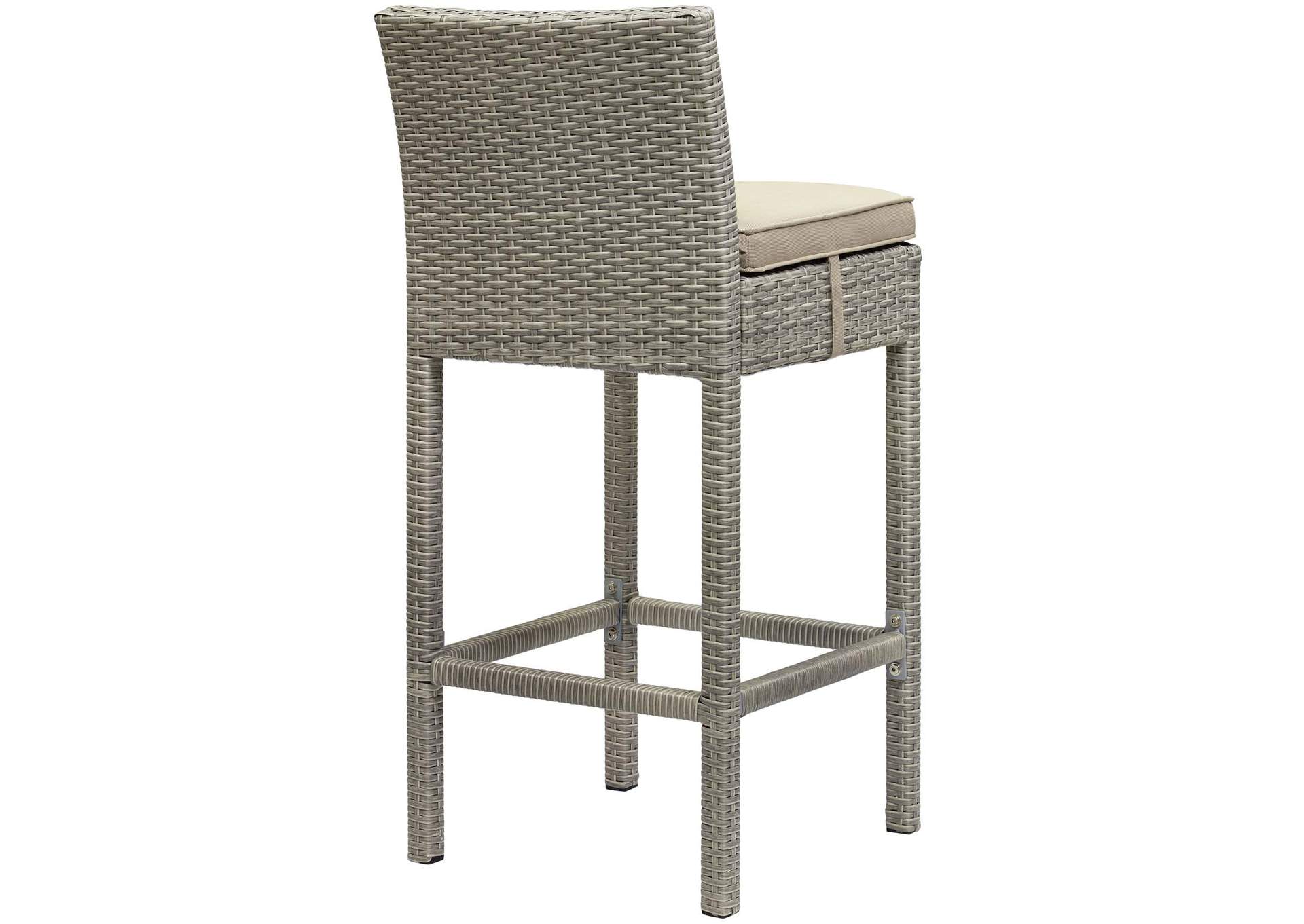 Light Gray Beige Conduit Outdoor Patio Wicker Rattan Bar Stool,Modway