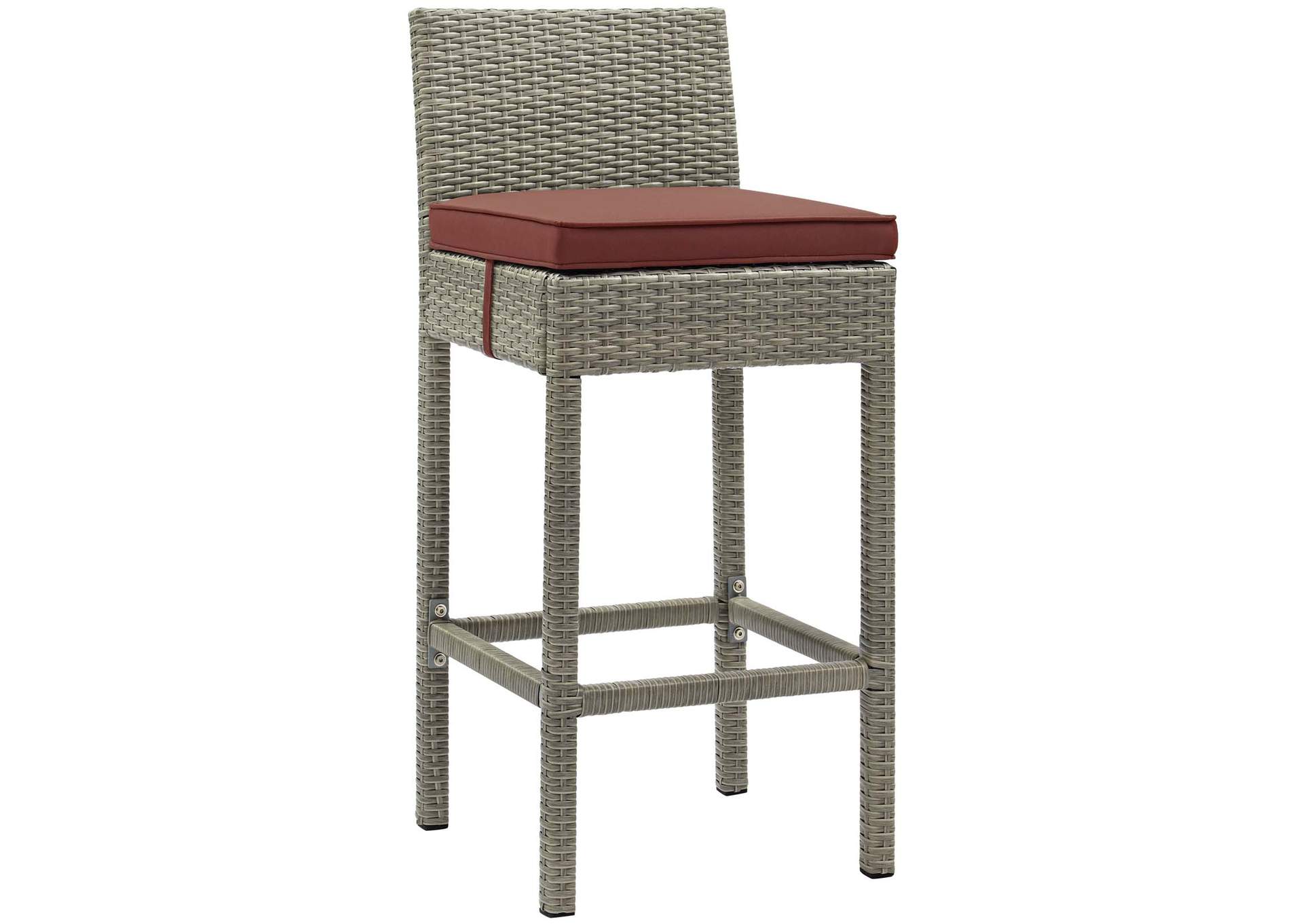 Light Gray Currant Conduit Outdoor Patio Wicker Rattan Bar Stool,Modway