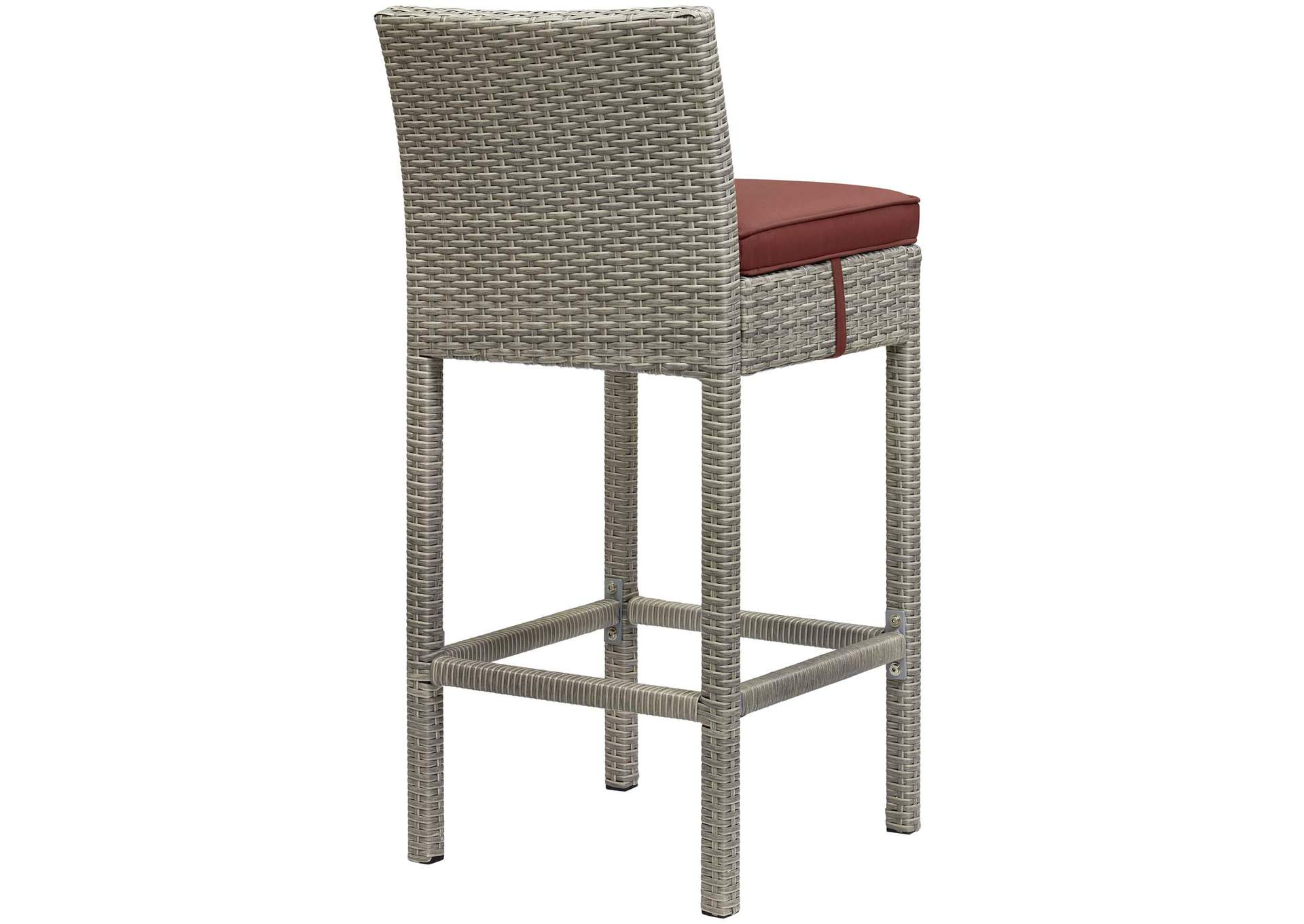 Light Gray Currant Conduit Outdoor Patio Wicker Rattan Bar Stool,Modway