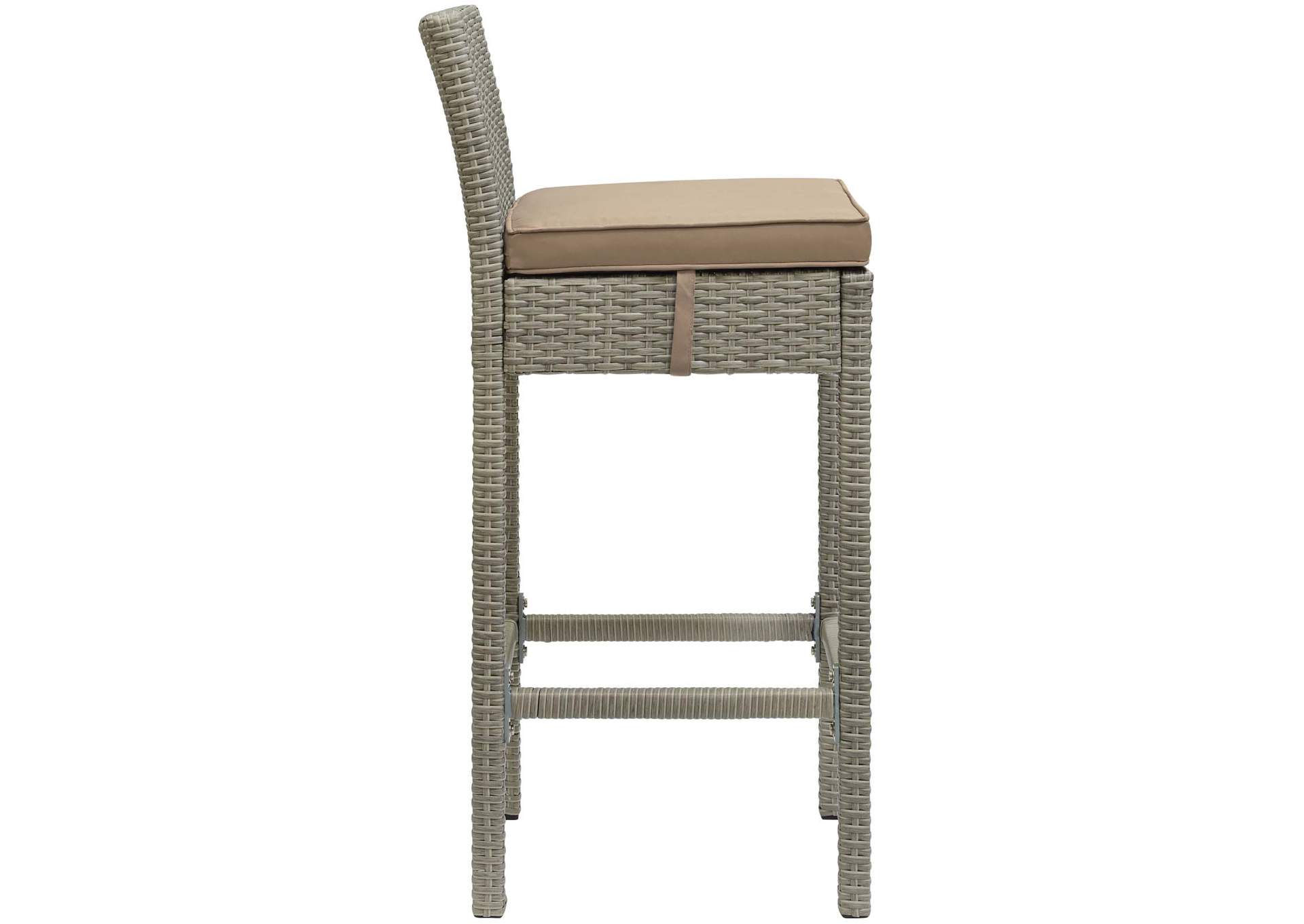 Light Gray Mocha Conduit Outdoor Patio Wicker Rattan Bar Stool,Modway