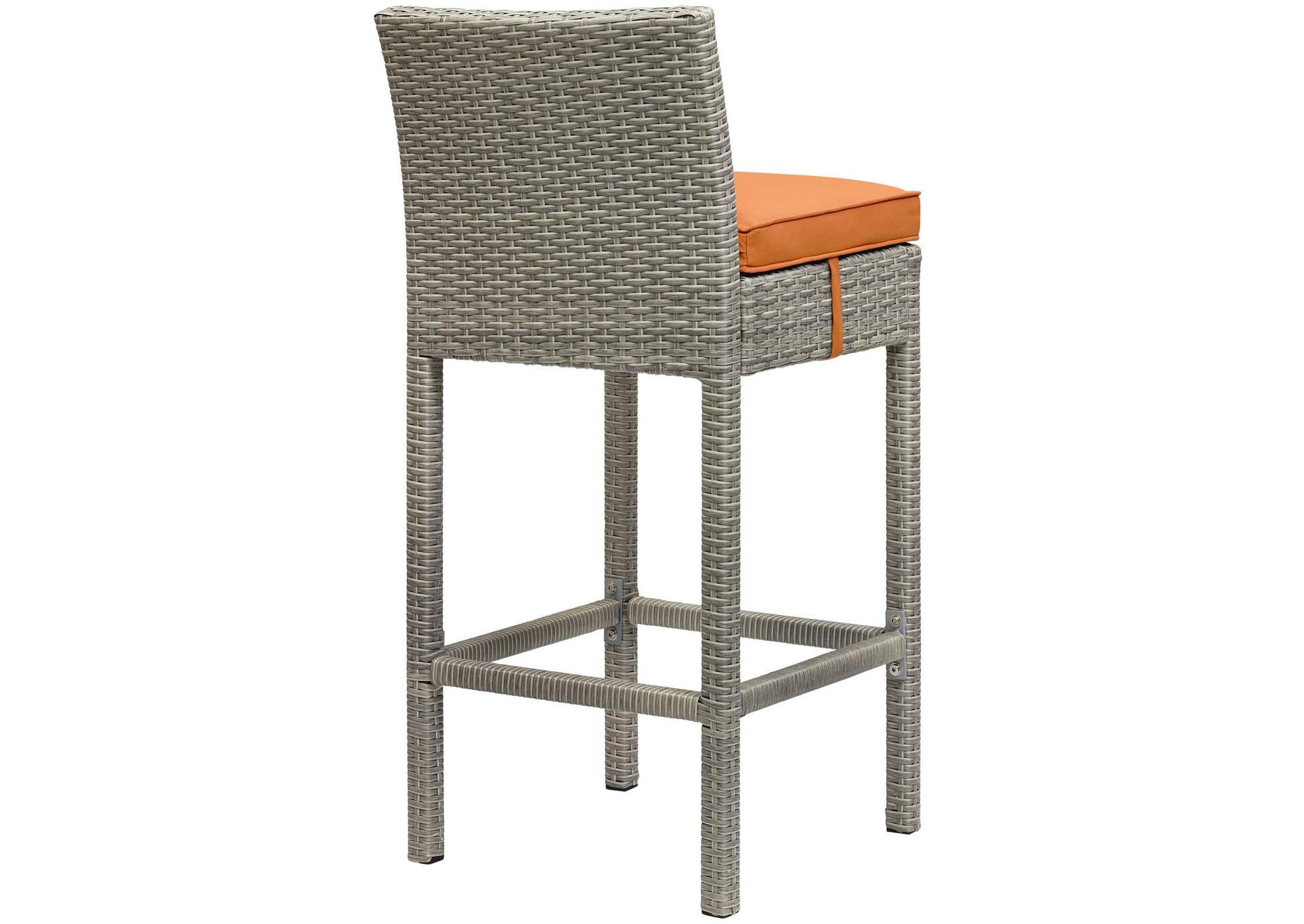 Light Gray Orange Conduit Outdoor Patio Wicker Rattan Bar Stool,Modway