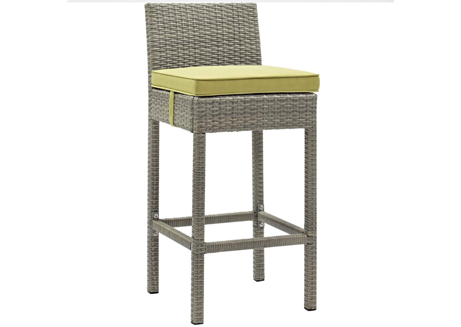 Light Gray Peridot Conduit Outdoor Patio Wicker Rattan Bar Stool,Modway