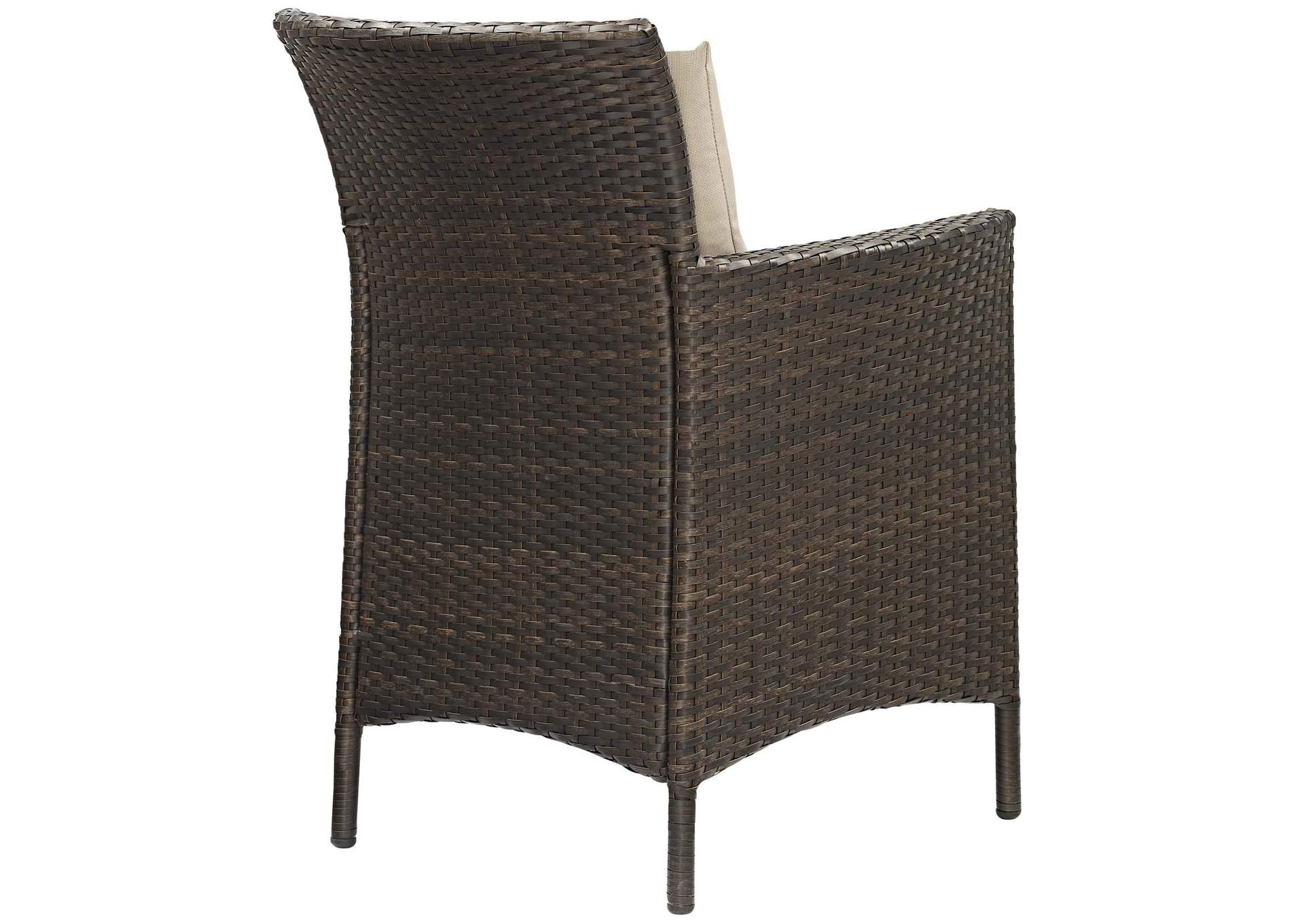 Brown Beige Conduit Outdoor Patio Wicker Rattan Arm Dining Chair,Modway