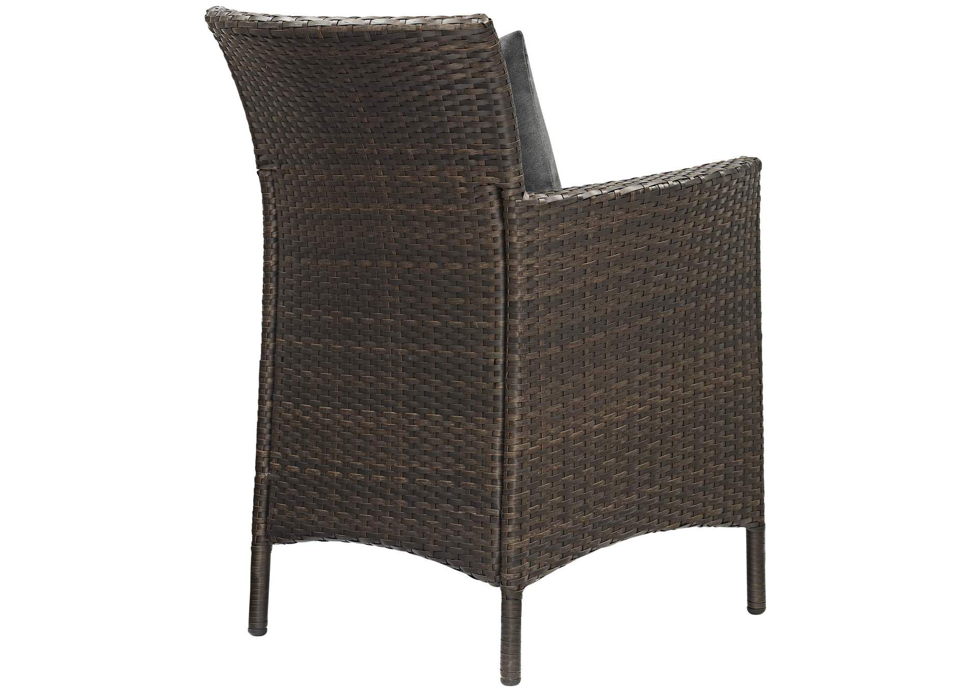 Brown Charcoal Conduit Outdoor Patio Wicker Rattan Arm Dining Chair,Modway