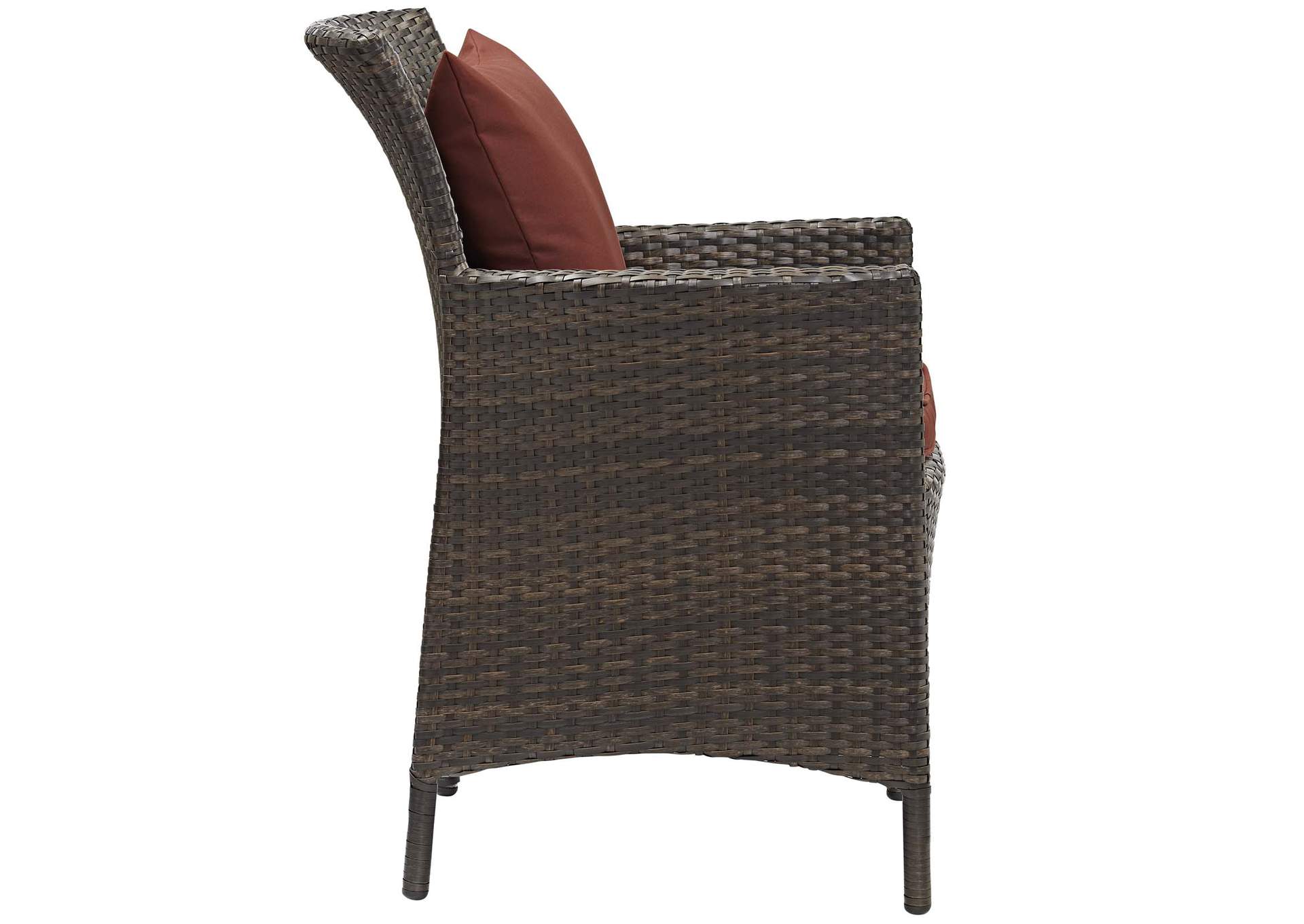 Brown Currant Conduit Outdoor Patio Wicker Rattan Arm Dining Chair,Modway