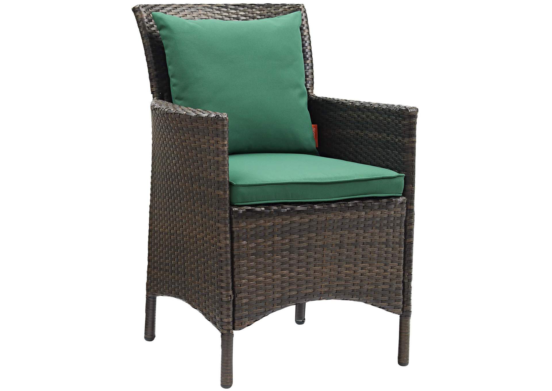 Brown Green Conduit Outdoor Patio Wicker Rattan Arm Dining Chair,Modway