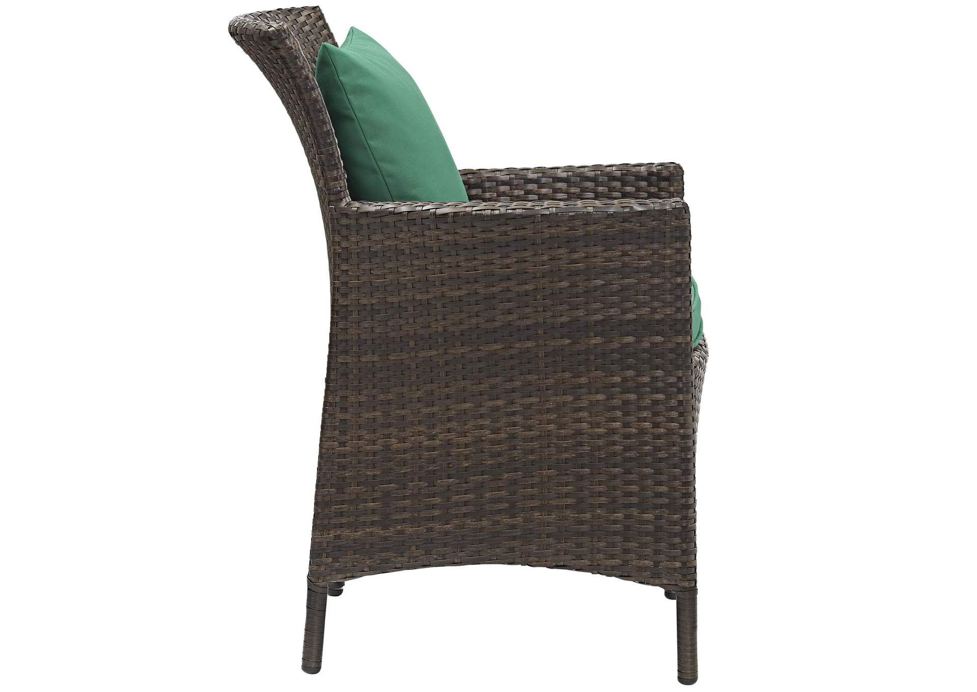 Brown Green Conduit Outdoor Patio Wicker Rattan Arm Dining Chair,Modway