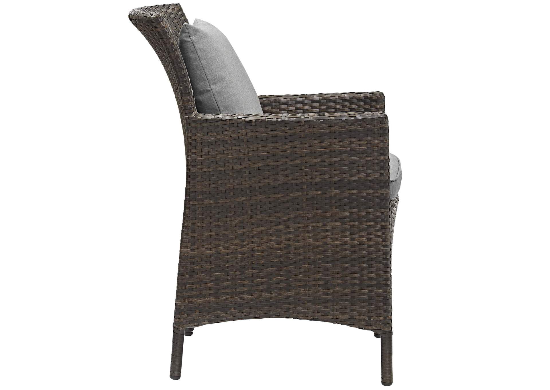 Brown Gray Conduit Outdoor Patio Wicker Rattan Arm Dining Chair,Modway