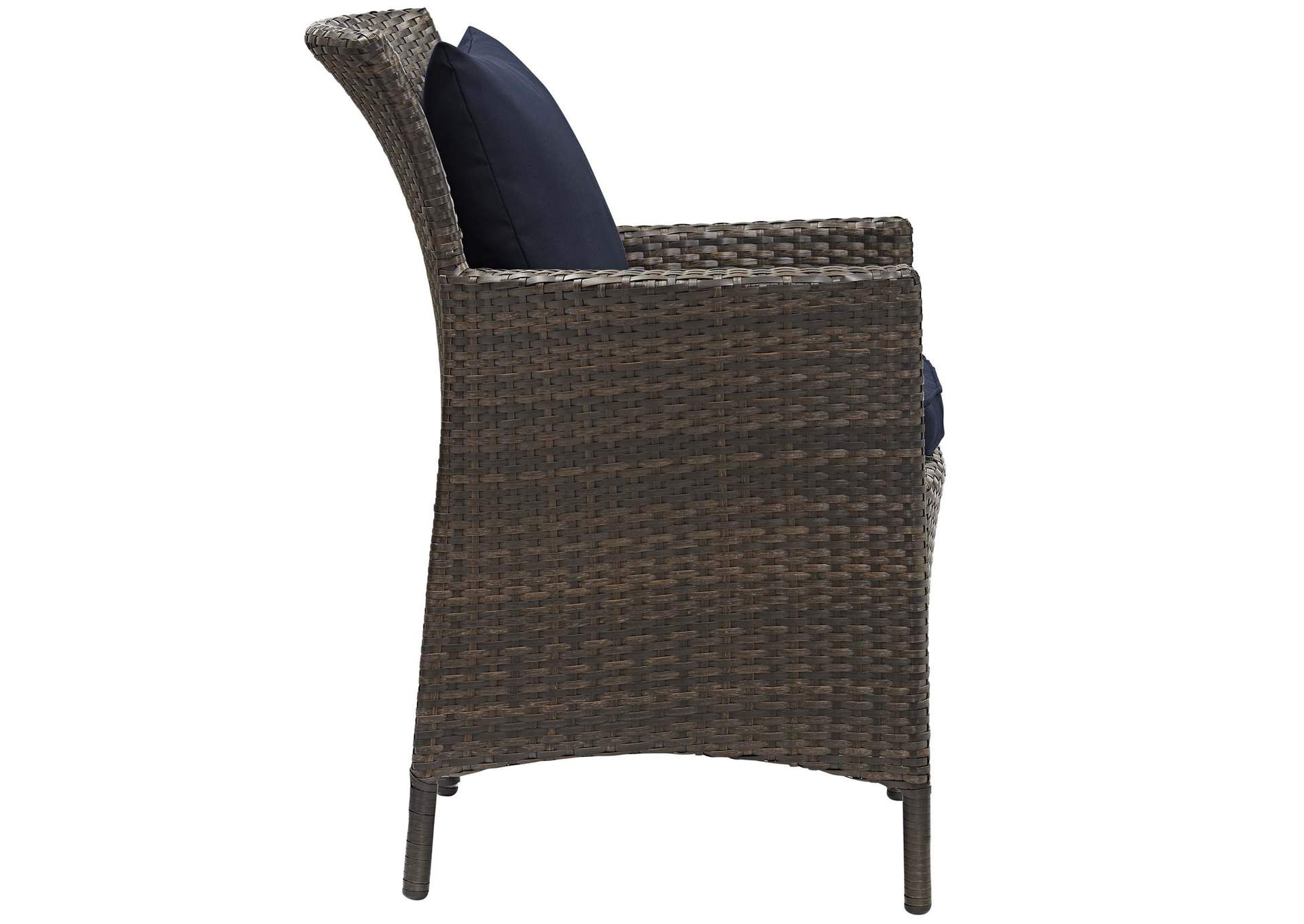 Brown Navy Conduit Outdoor Patio Wicker Rattan Arm Dining Chair,Modway