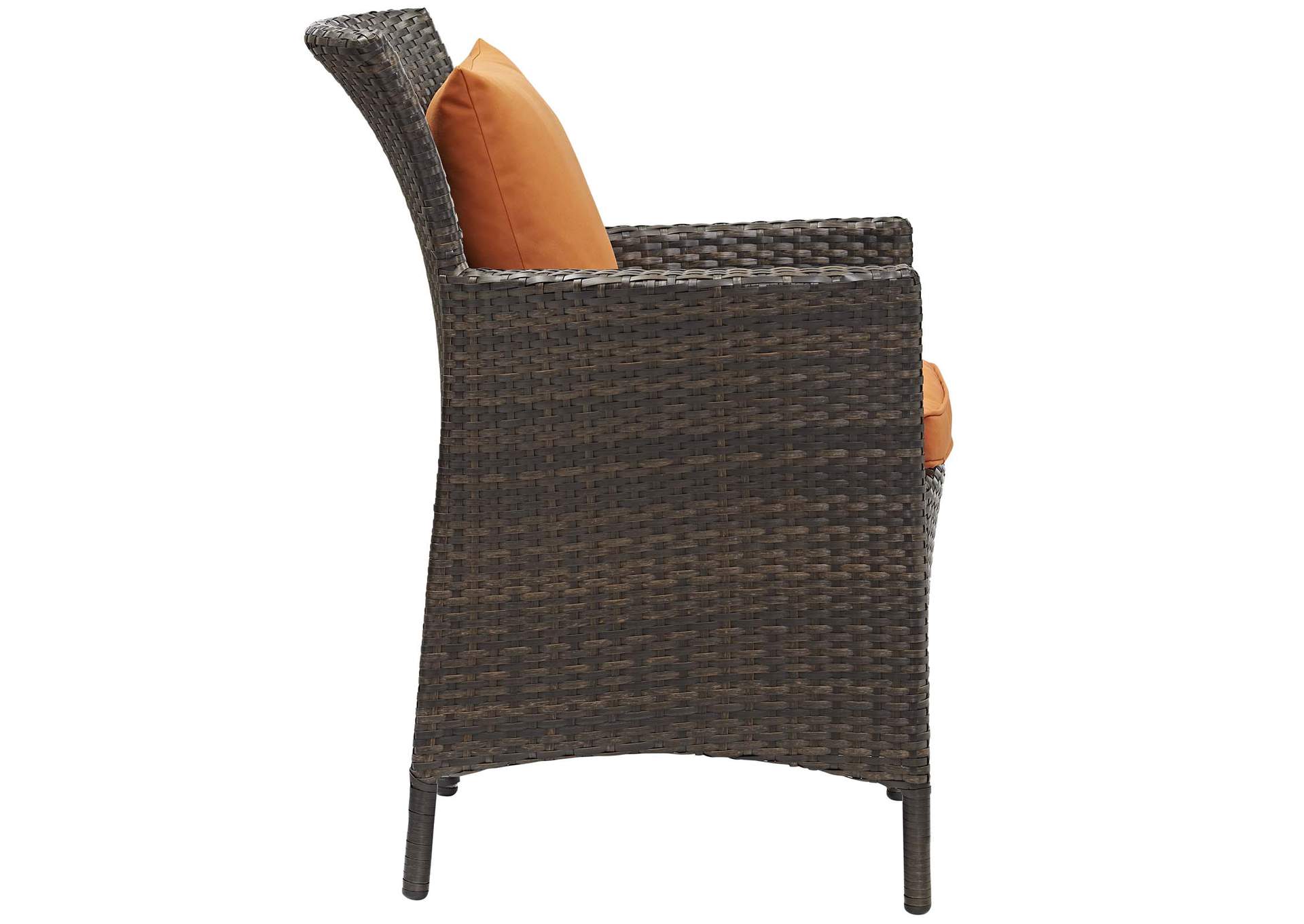 Brown Orange Conduit Outdoor Patio Wicker Rattan Arm Dining Chair,Modway