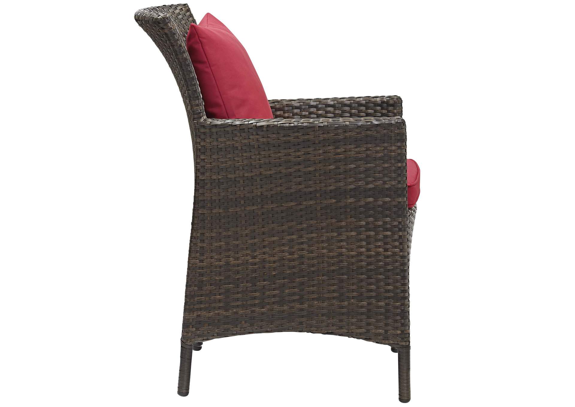 Brown Red Conduit Outdoor Patio Wicker Rattan Arm Dining Chair,Modway