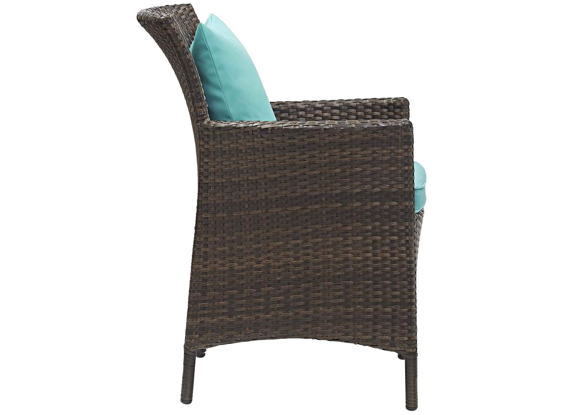 Brown Turquoise Conduit Outdoor Patio Wicker Rattan Arm Dining Chair,Modway