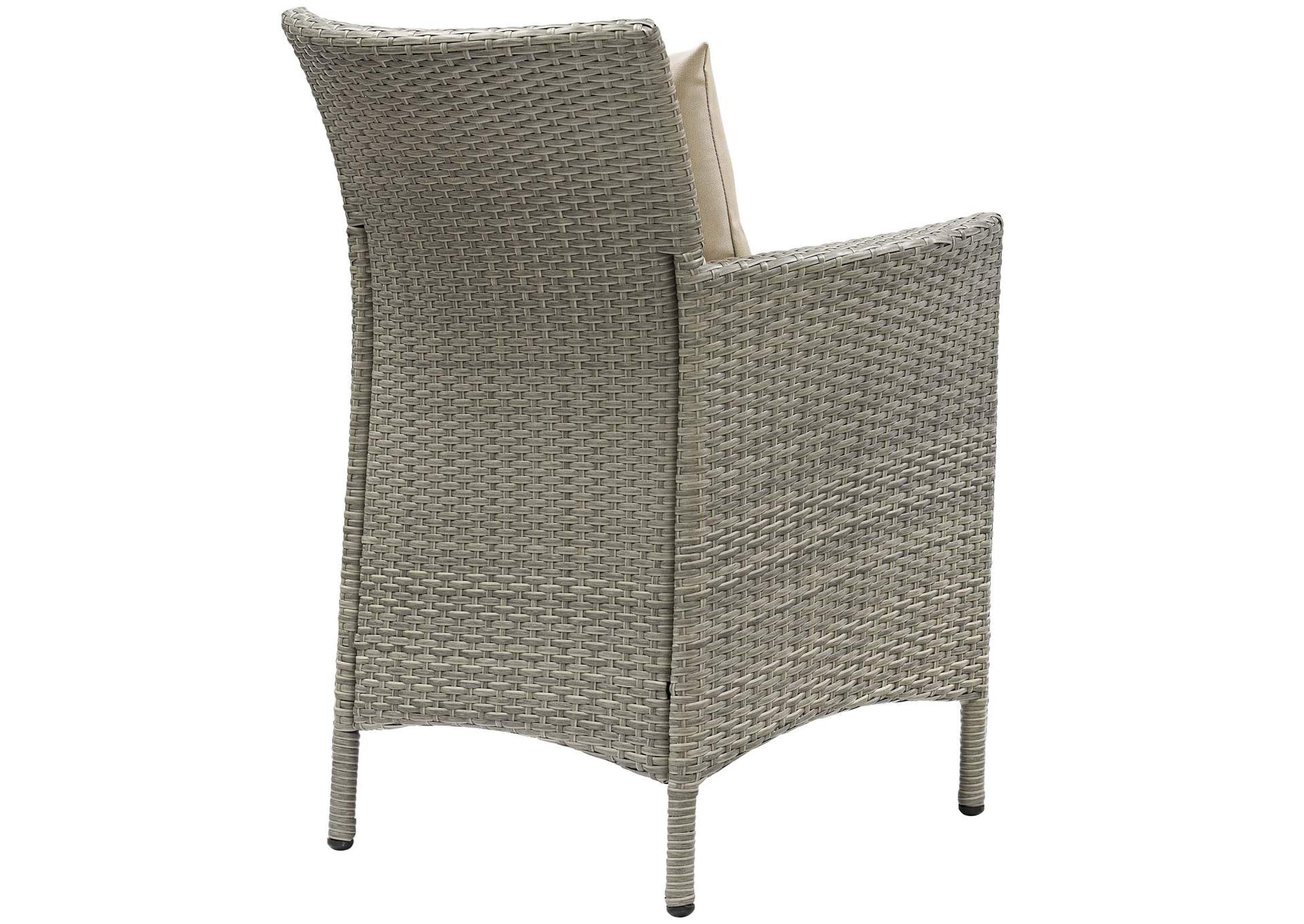 Light Gray Beige Conduit Outdoor Patio Wicker Rattan Arm Dining Chair,Modway