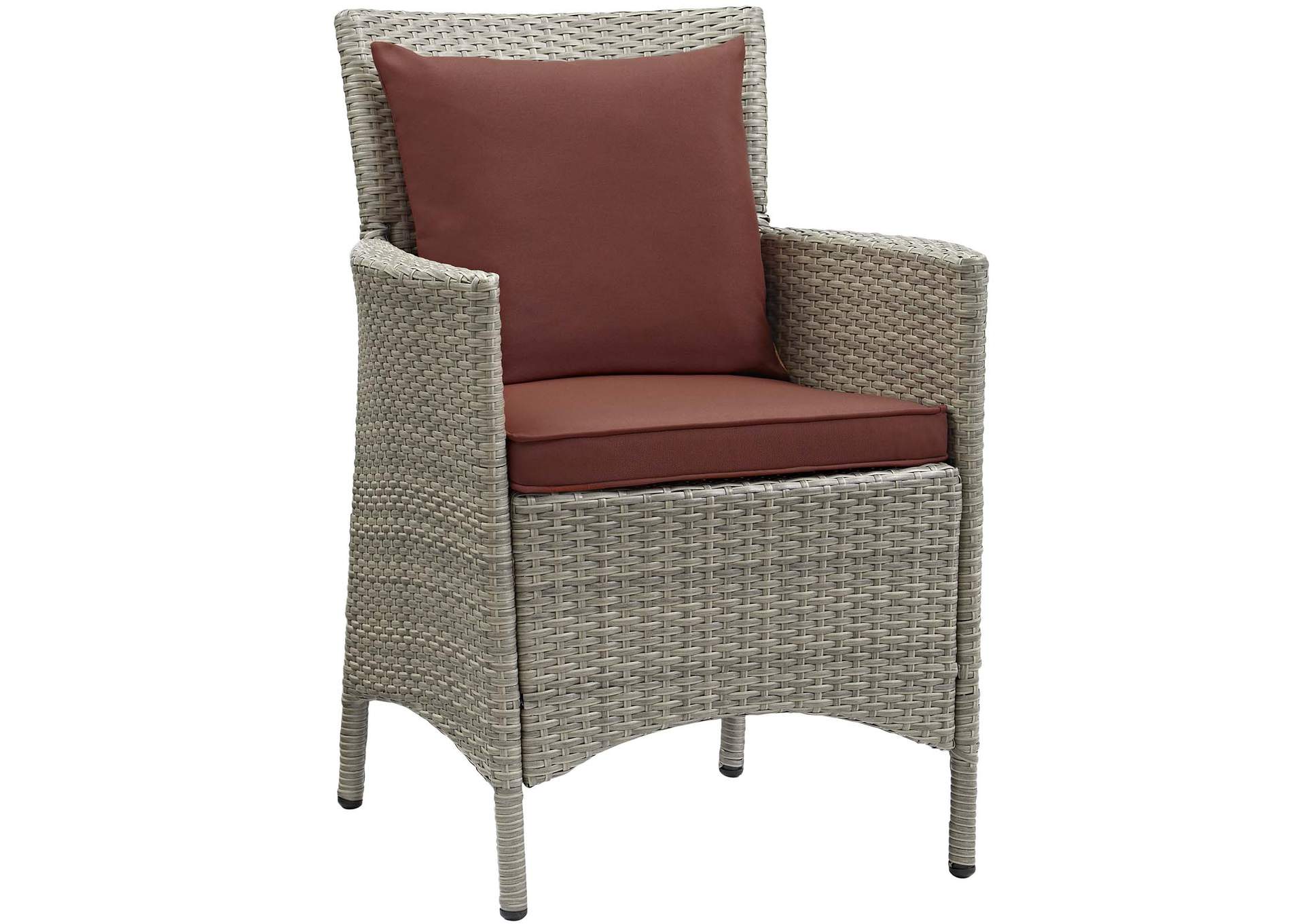 Light Gray Currant Conduit Outdoor Patio Wicker Rattan Arm Dining Chair,Modway