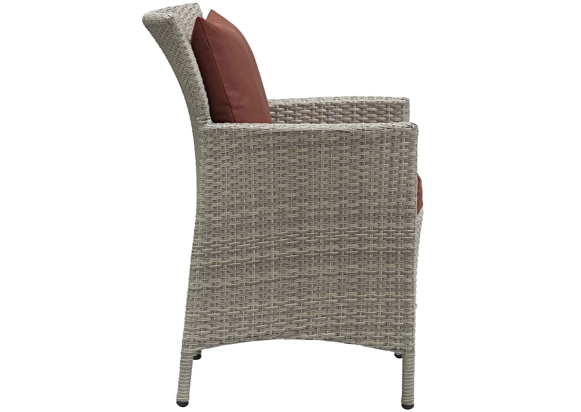 Light Gray Currant Conduit Outdoor Patio Wicker Rattan Arm Dining Chair,Modway