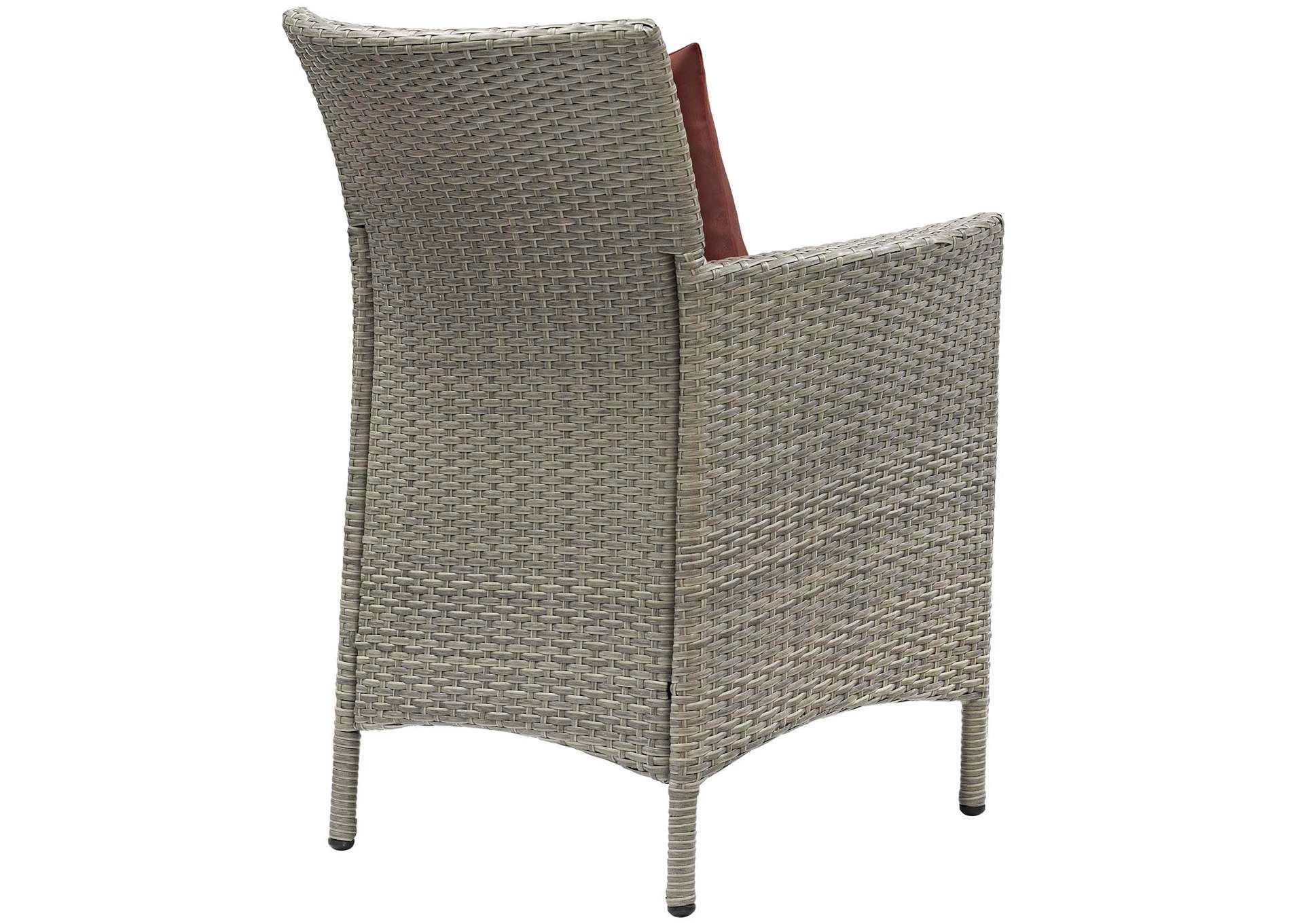 Light Gray Currant Conduit Outdoor Patio Wicker Rattan Arm Dining Chair,Modway