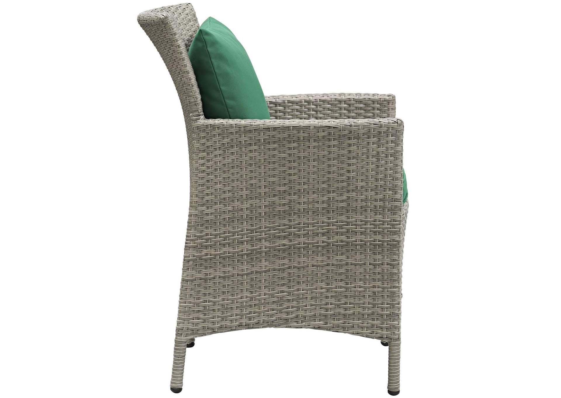 Light Gray Green Conduit Outdoor Patio Wicker Rattan Arm Dining Chair,Modway